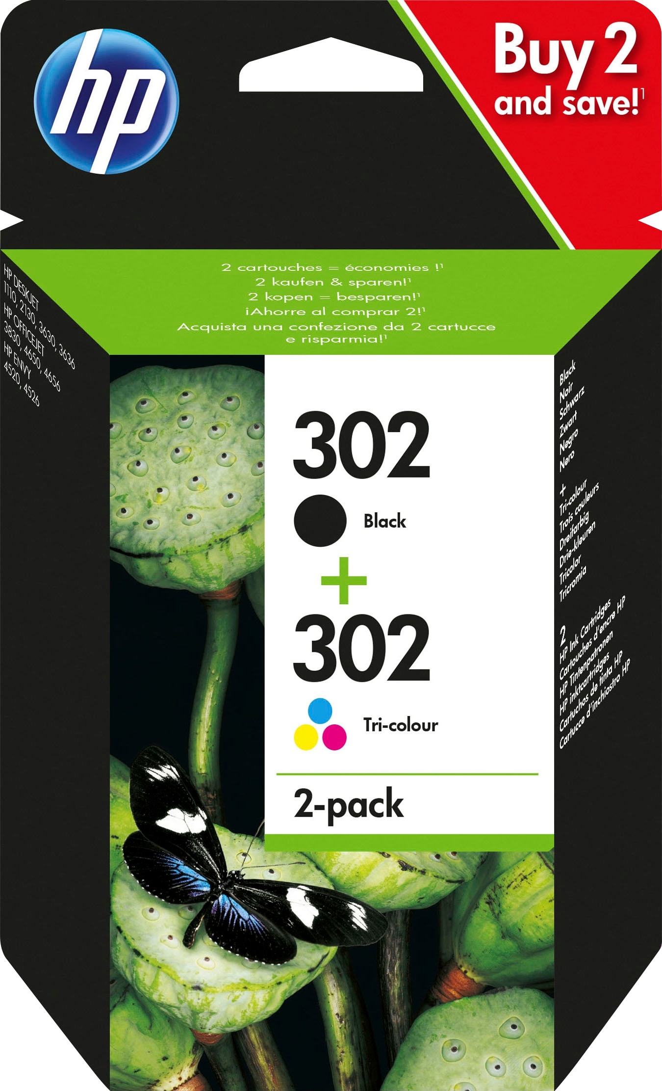 HP Tintenpatrone »302«, (Spar-Set), original Druckerpatrone X4D37AE schwarz/cyan/magenta/gelb Instant Ink