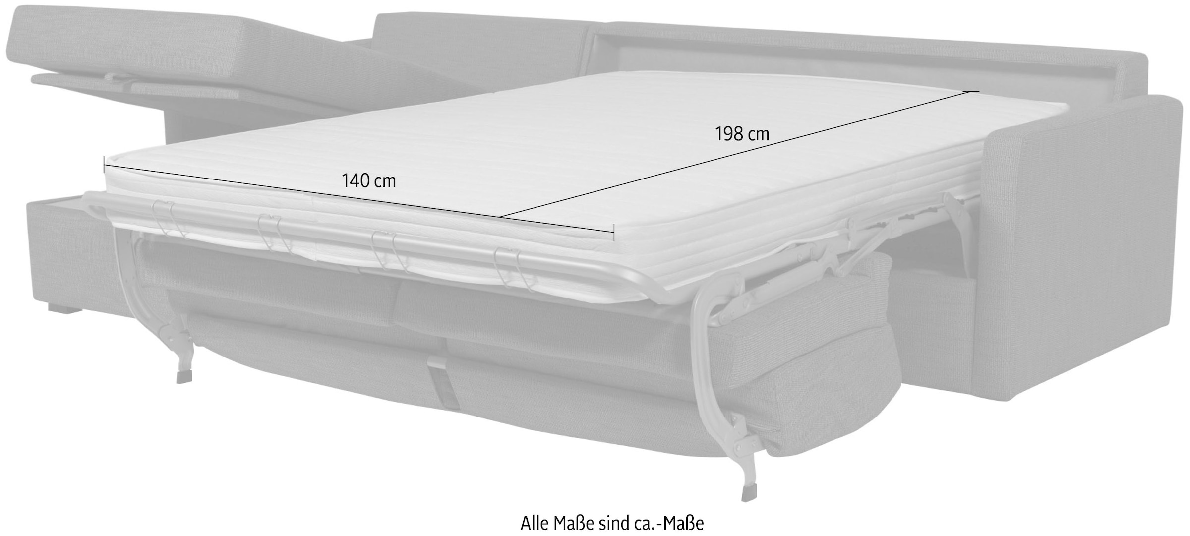 Places of Style Schlafsofa »GOLDPOINT Ecksofa 264 cm, Liegefläche (140/200cm), L-Form,«, Bettfunktion, Bonell-Federkernmatratze und Dauerschläfer-Funktion