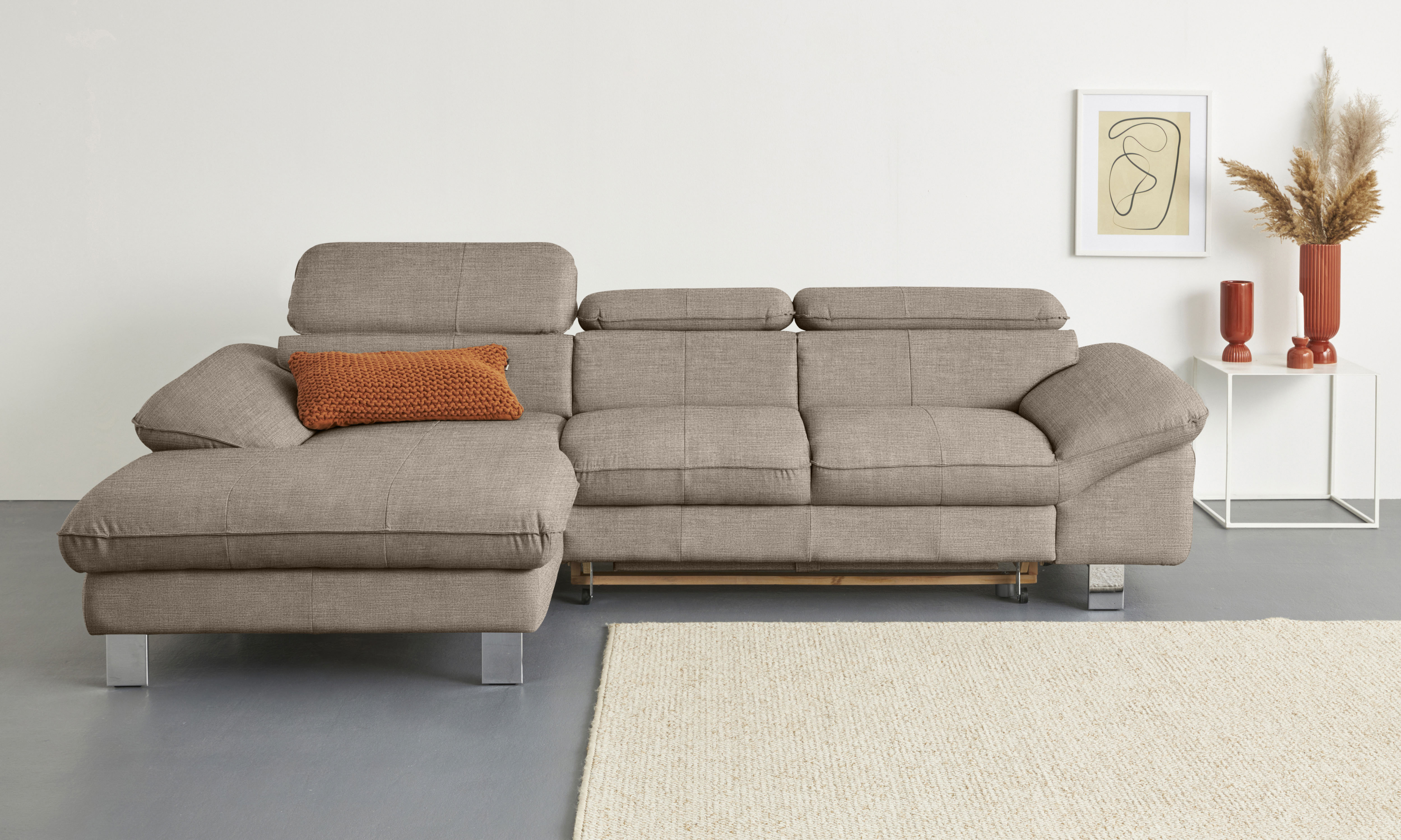 COTTA Ecksofa "Driver L-Form, B:268 cm, moderne Couch mit Wellenunterfederung" Kopfteilverstellung, optional Schlaffunktion & Bettkasten