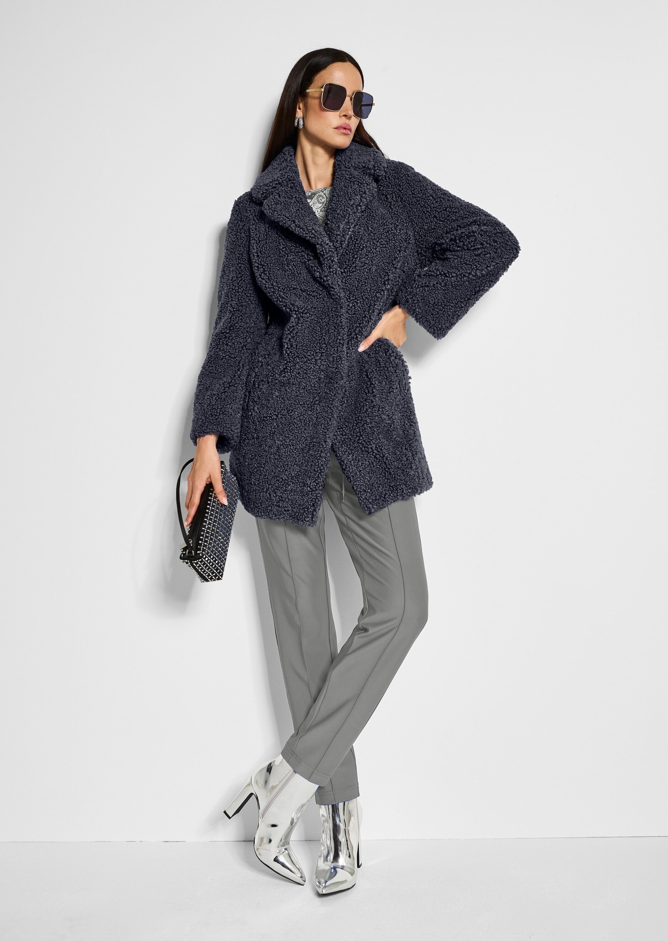 Madeleine Teddy Coat Graphite 42 3