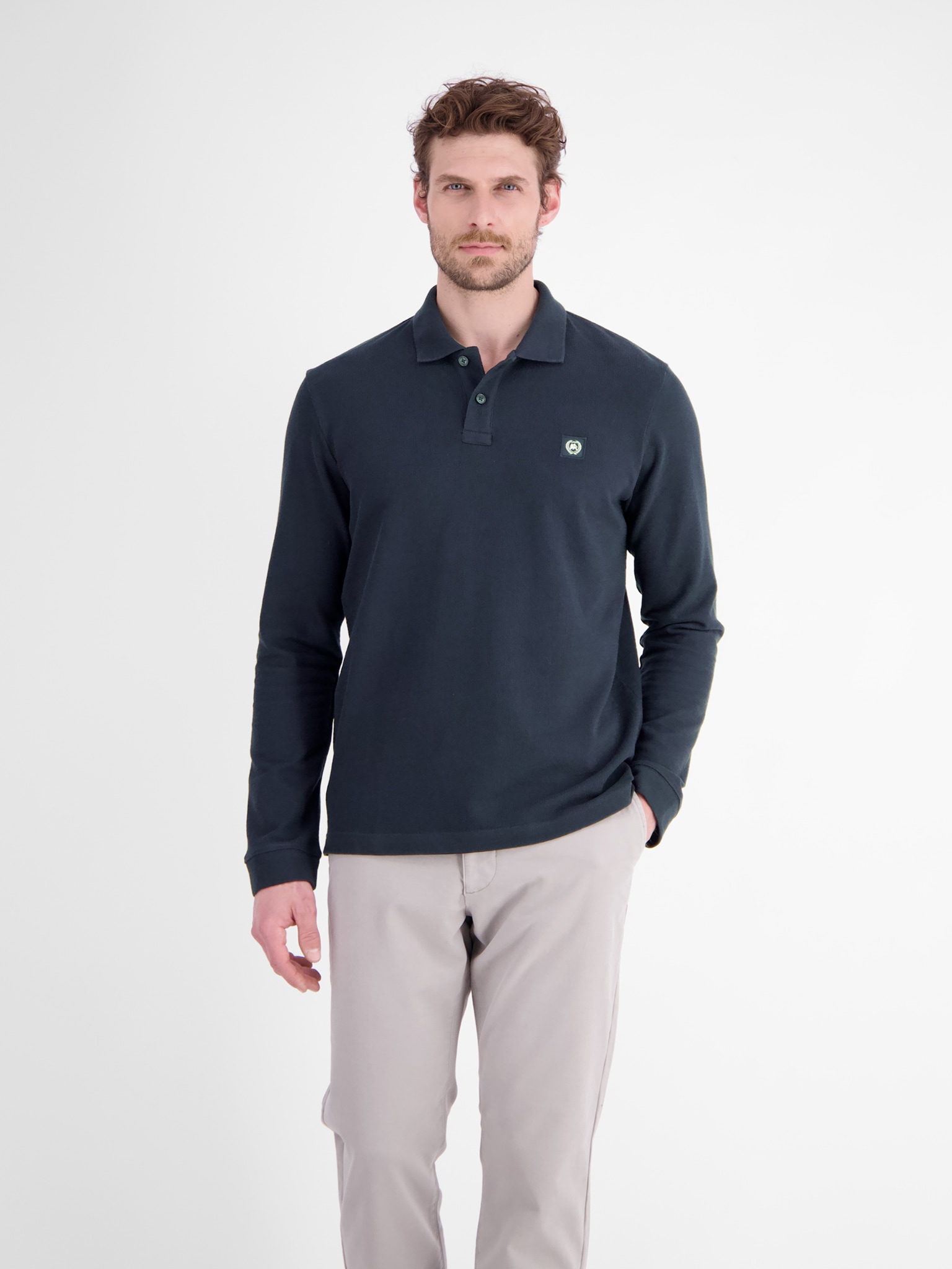 LERROS Langarm-Poloshirt "FELPA" Sweatshirt mit Knopfleiste