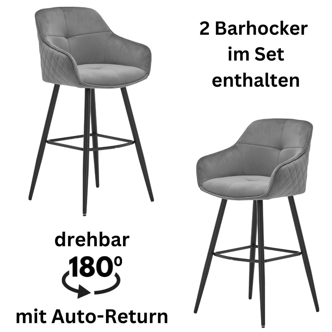 Stolkom Barhocker "Emma" Set, 2 Stk. tlg. Komfortsitzhöhe 73 cm, 180drehbar günstig online kaufen