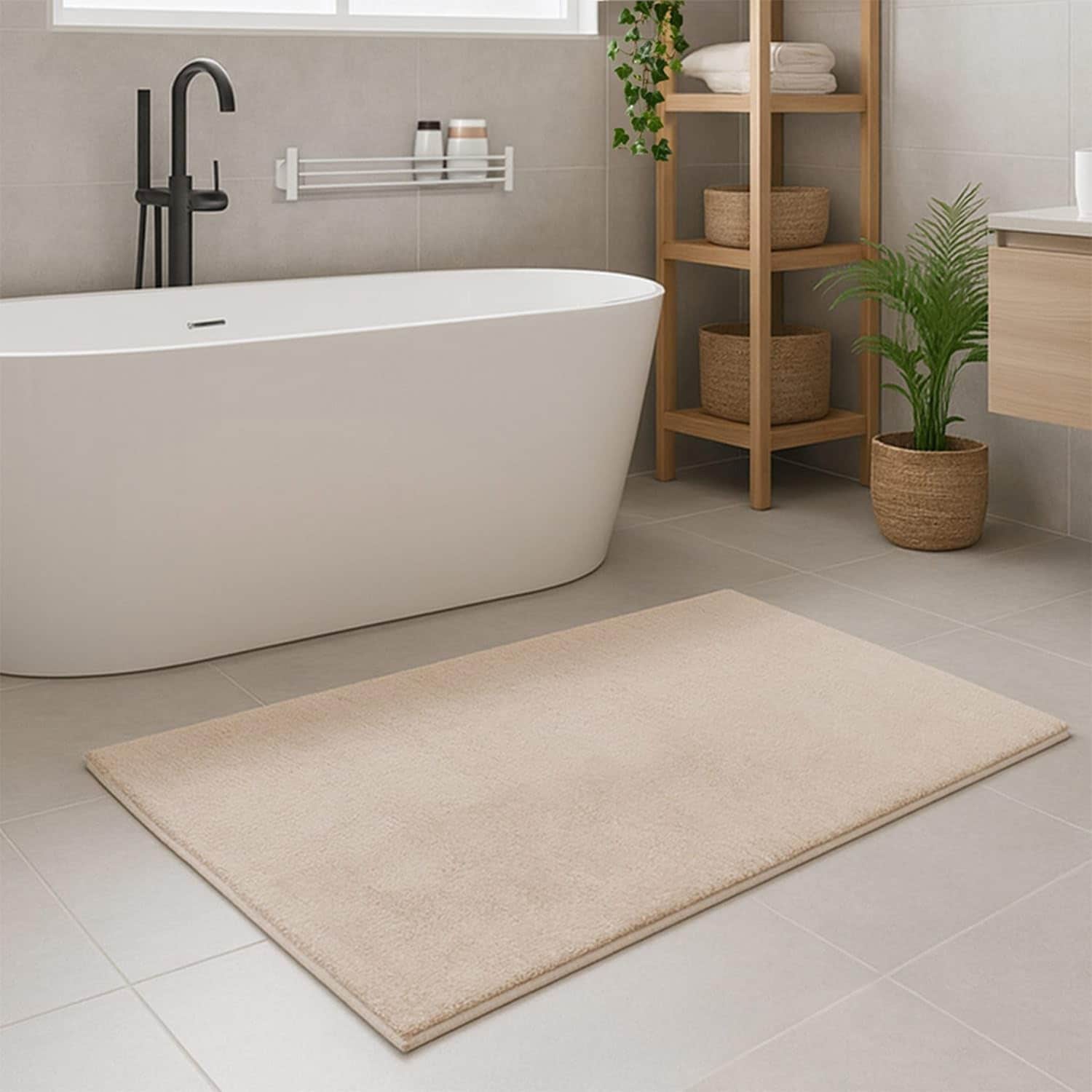 Carpet City Badematte »PURE500, Badteppich uni« Höhe 16 mm rutschhemmend beschichtet schnell trocknend Teppich Badezimmer, Badvorleger, Anti-Rutsch, Waschbar, Duschmatte