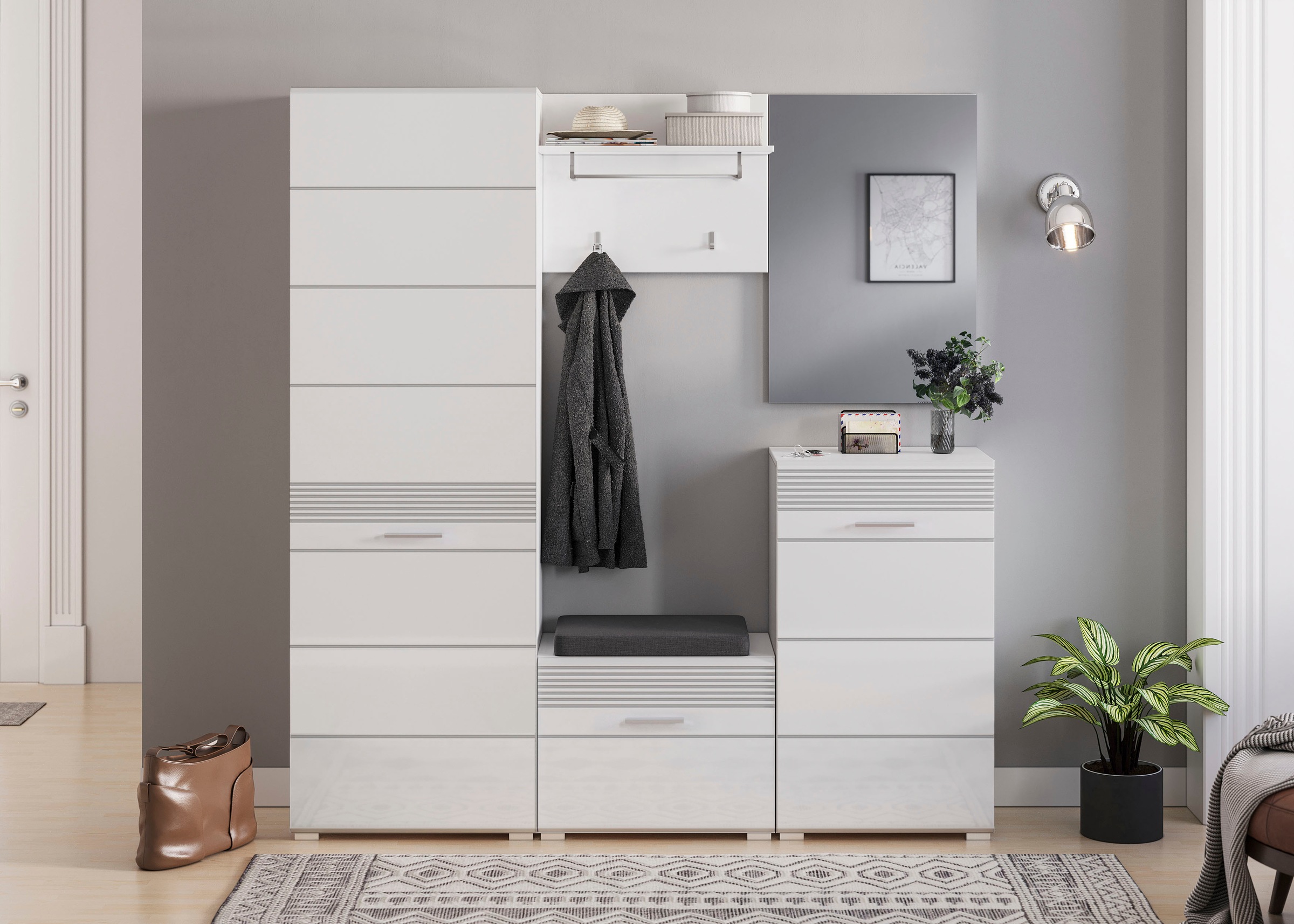 Home affaire Garderoben-Set "Malmö, Breite 170cm, MDF Front mit Rillenfräsu günstig online kaufen