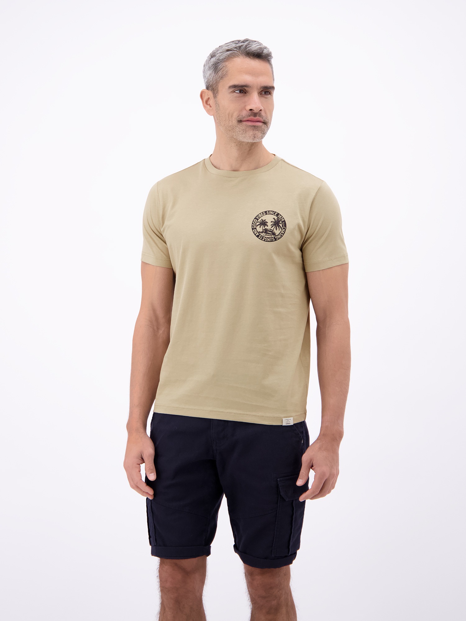 LERROS 1100000002199 "Lässiges, unifarbenes T-Shirt aus reiner Baumwolle mit Print"