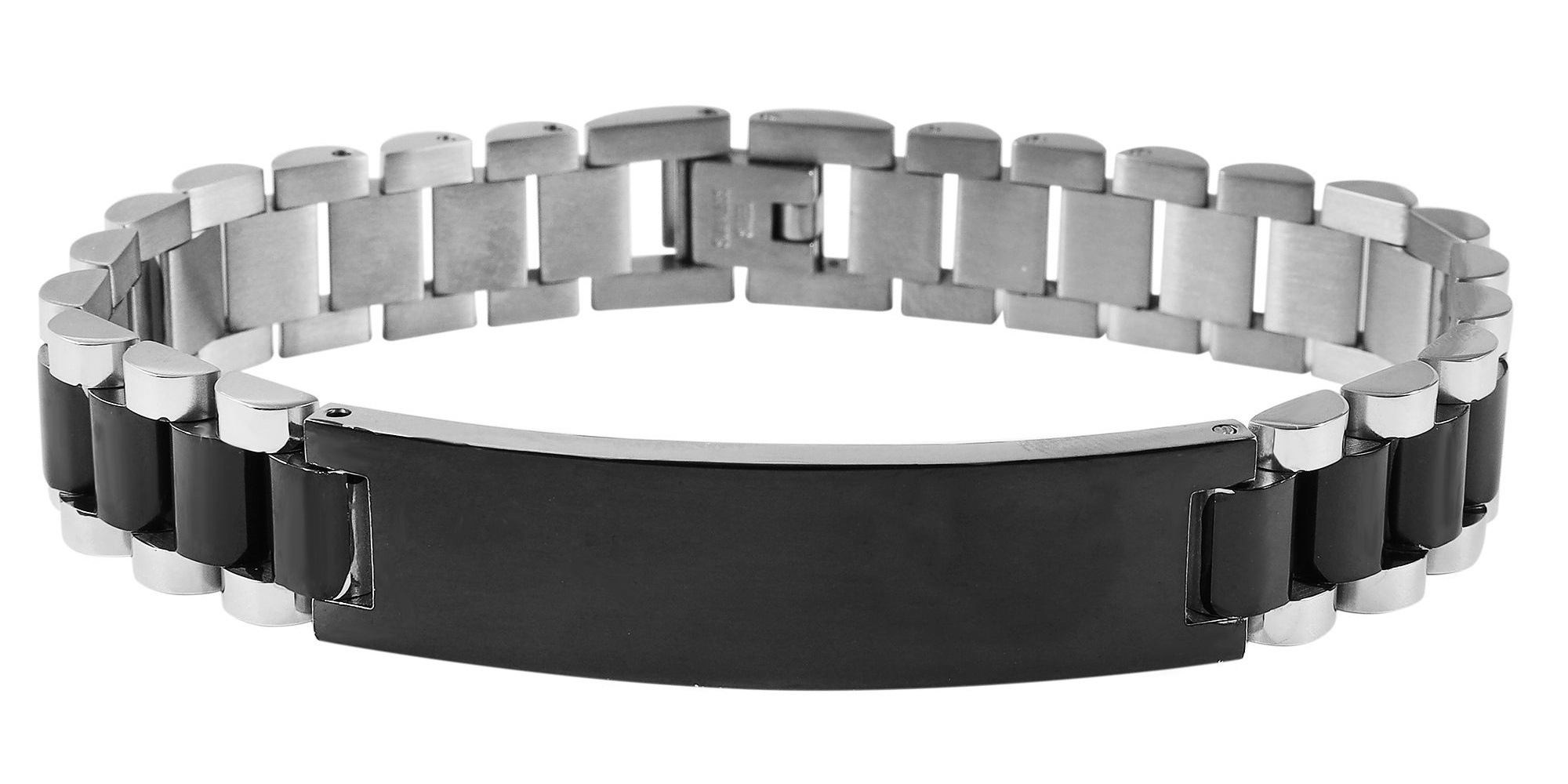 ADELIA ́S Damen Gliederarmband "Armband – Gliederarmband aus Edelstahl 20,5 cm", 20cm, Edelstahl, schwarz, Edelstahl, Armbänder, Zum Verschenken –