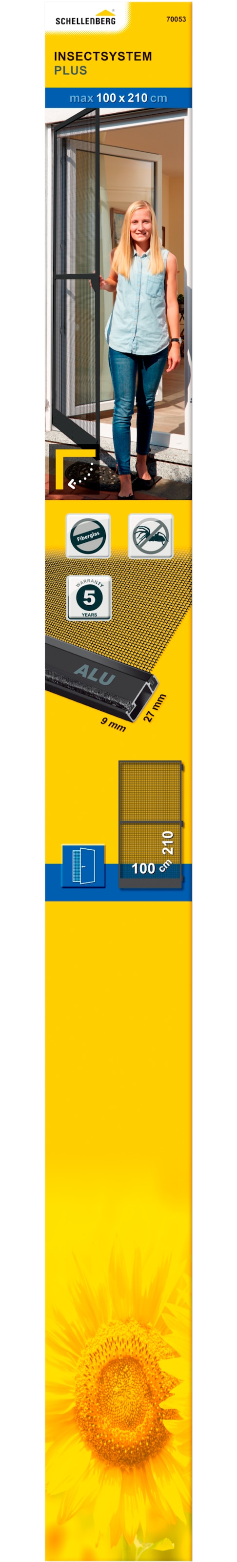 SCHELLENBERG Insektenschutz-Tür "für Balkontür und Terrassentür", Fliegengitter mit Rahmen, 100 x 210 cm, anthrazit und 