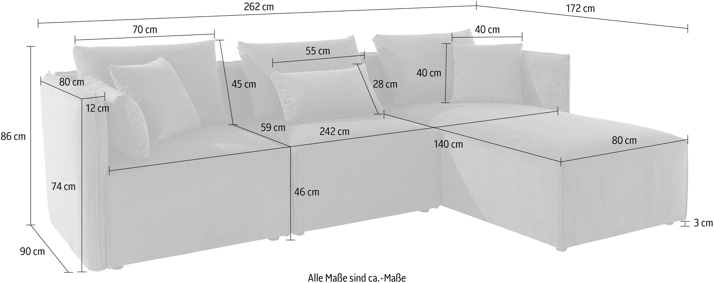 andas Ecksofa »Nöre«, (3 Teile), zusammengesetzt aus Modulen, in vielen Bezugsqualitäten und Farben