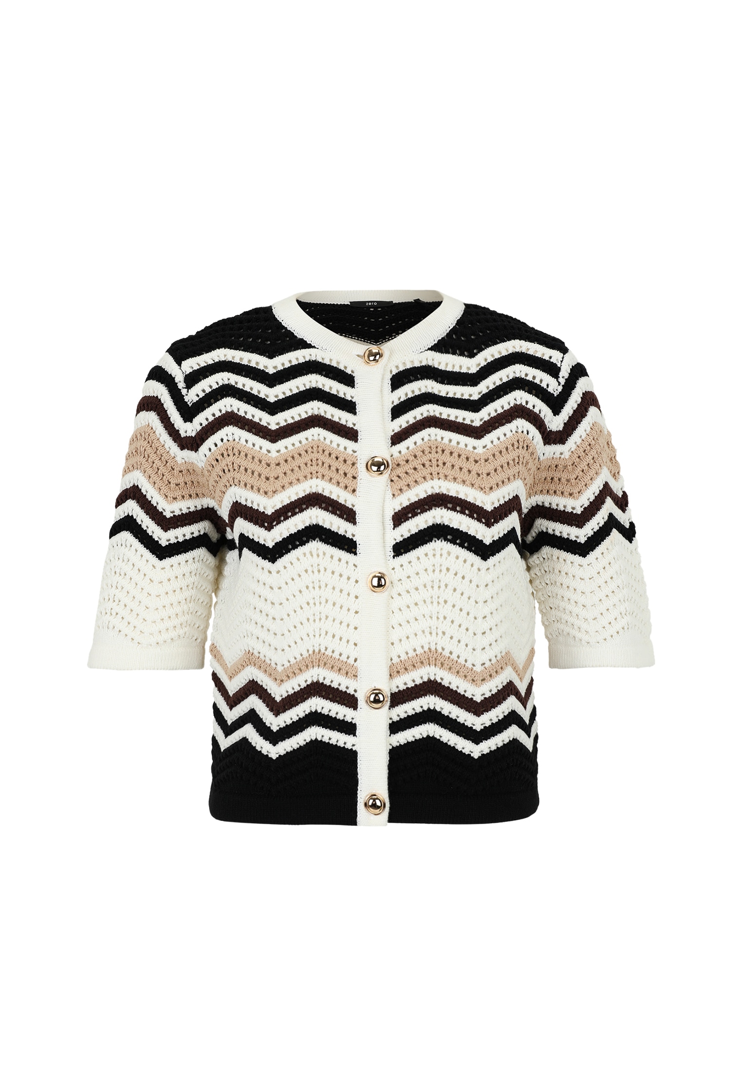 Zero Strickjacke »zero Strickjacke mit Zickzackmuster«, Knopfleiste