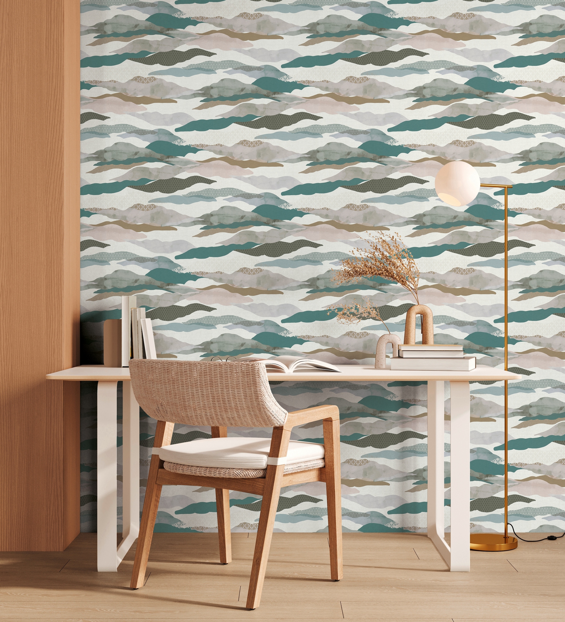 A.S. Création Vliestapete »PintWalls II Grafik-Tapete Mustertapete Wellen Wolken«, matt, Vliestapete Abstrakt für Schlafzimmer Küche Wohnzimmer Grafik Design
