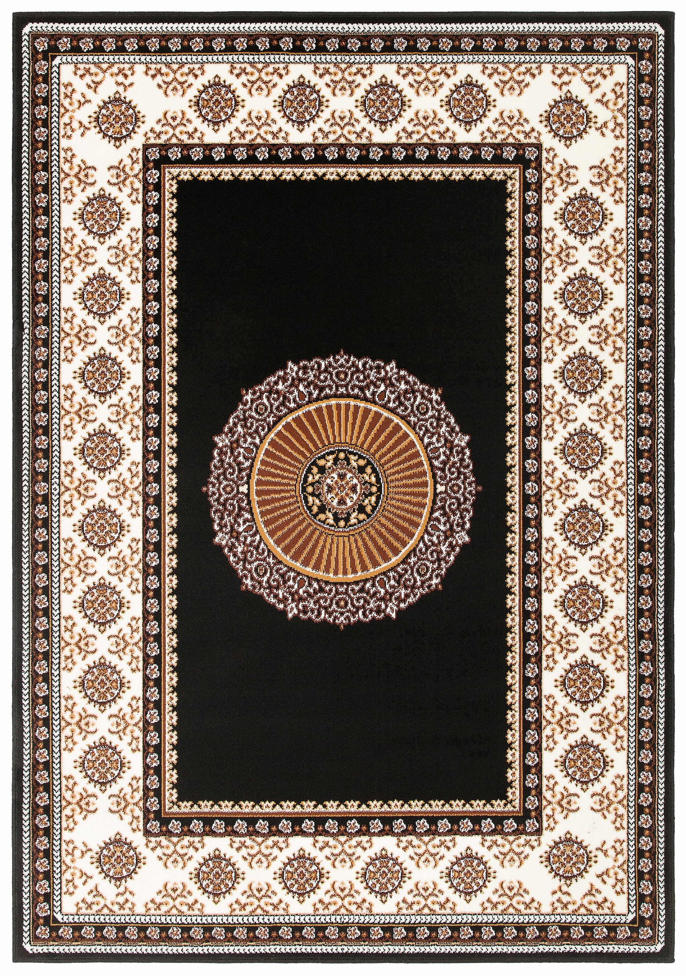 Teppich OTTO HOME "Shari, Made in Belgium" Gr. 1, schwarz, B:60cm H:7mm L:110cm, Kunstfaser, Teppiche, Teppich, Orient-Optik, mit Bordüre, Teppich, Kurzflor, Weich, Pflegeleicht