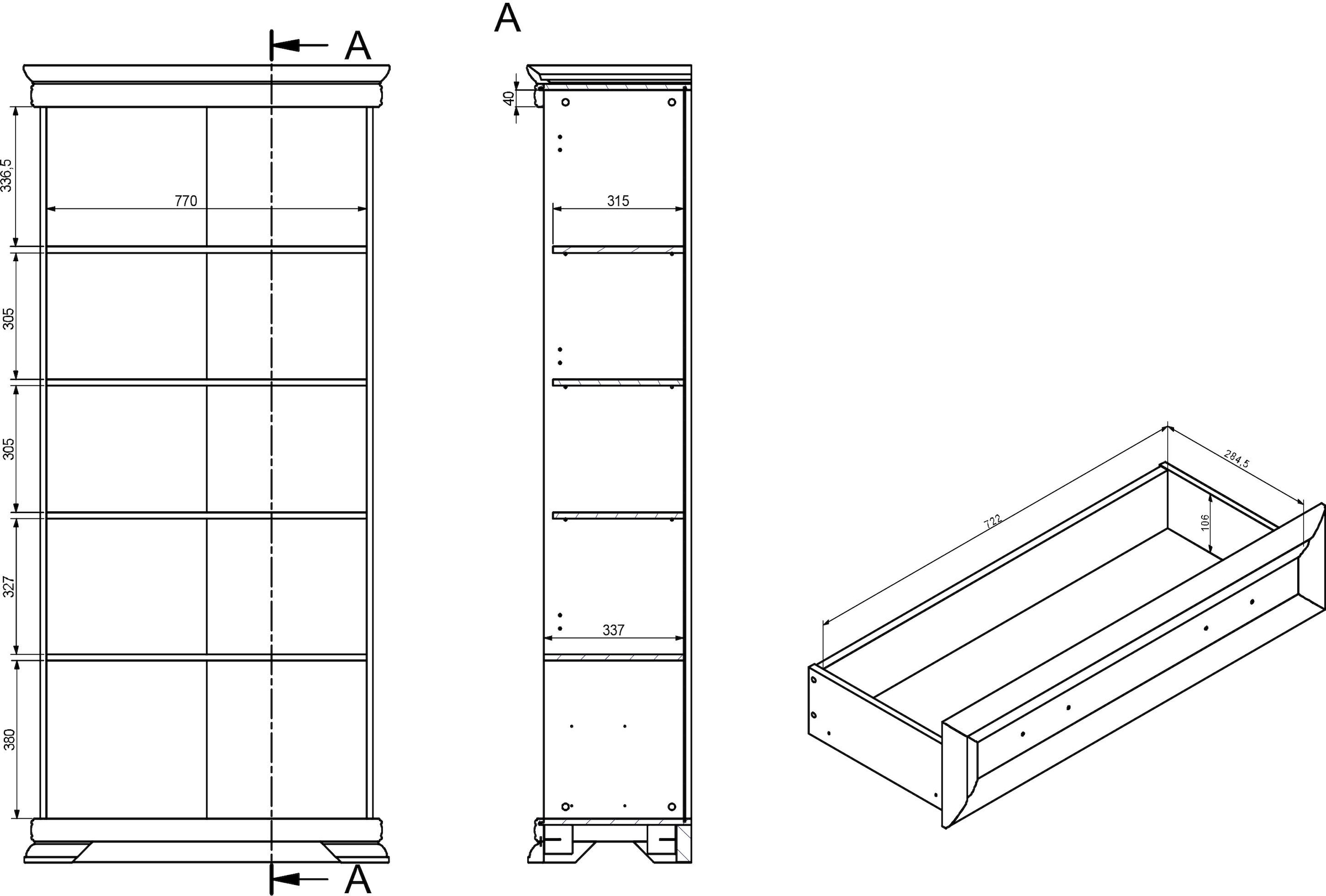 Höhe BAUR Home affaire Vitrine »Royal«, 192 cm ca. |