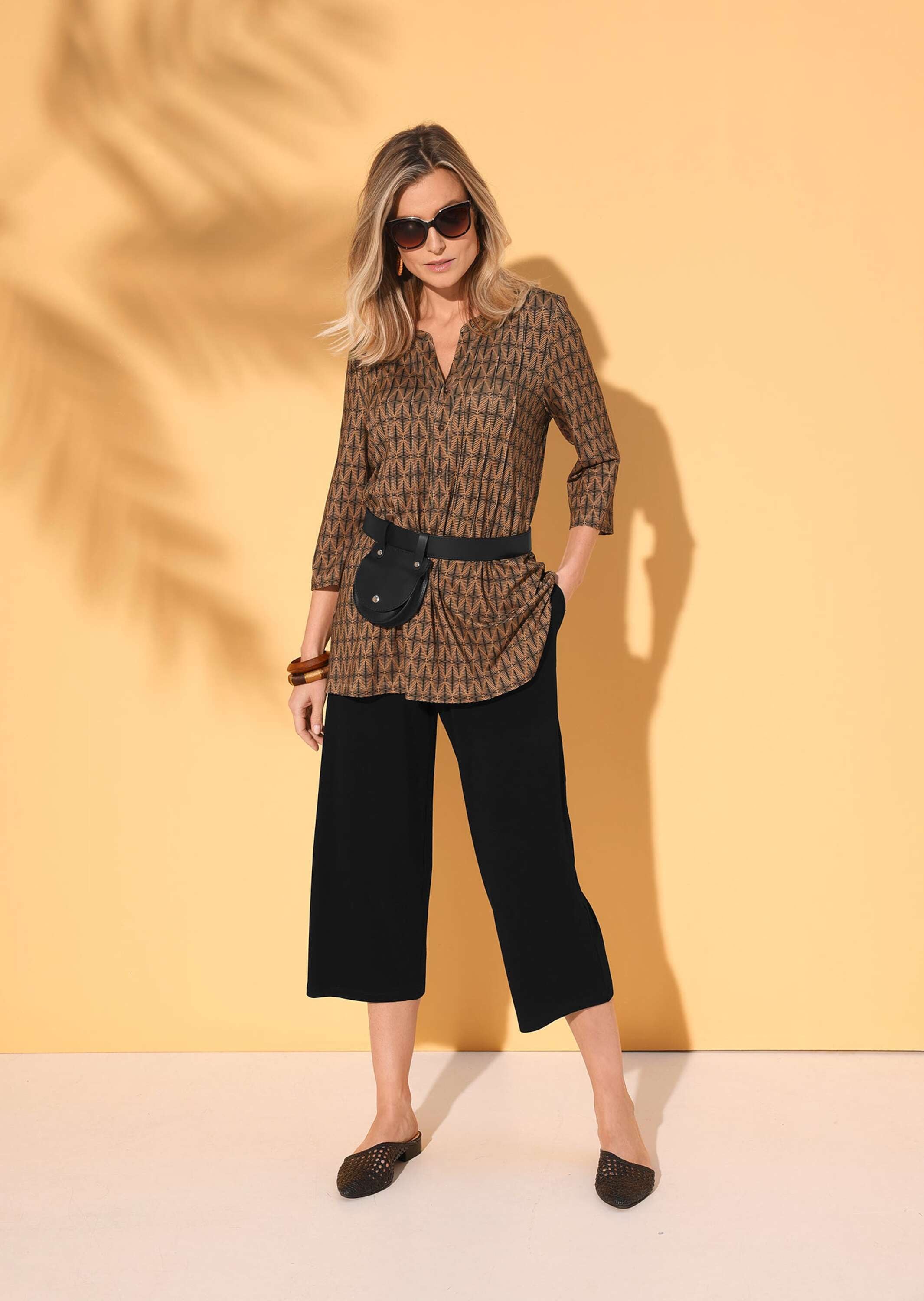 GOLDNER Print-Shirt »Kurzgröße Figurschmeichelndes Drucktunika-Shirt«