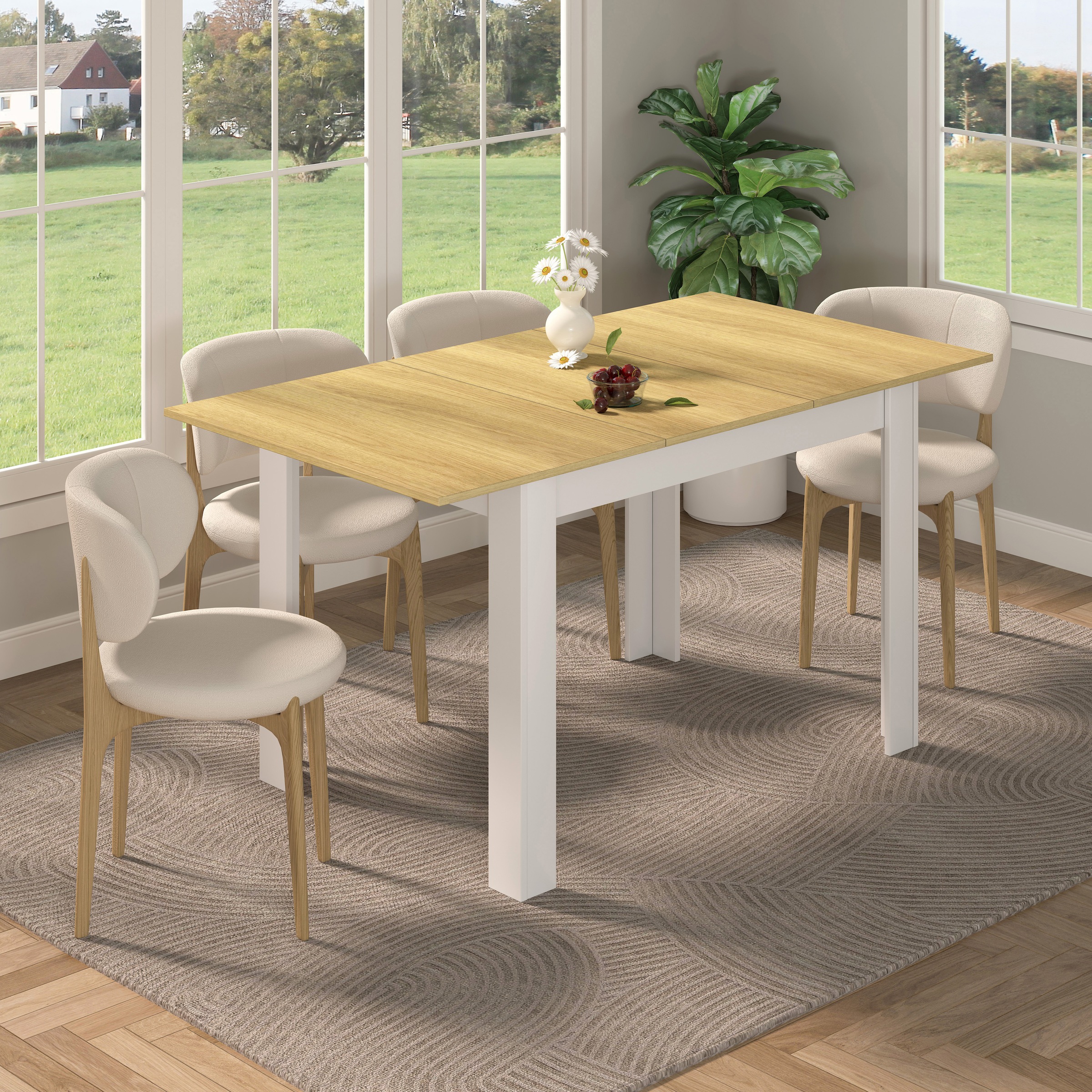 Esstisch VCM "Esstisch Küchentisch Pesoli ausziehbar 120-160 cm", braun (weiß, honig, eiche), B:160cm T:80cm, Tische, Esstisch 2