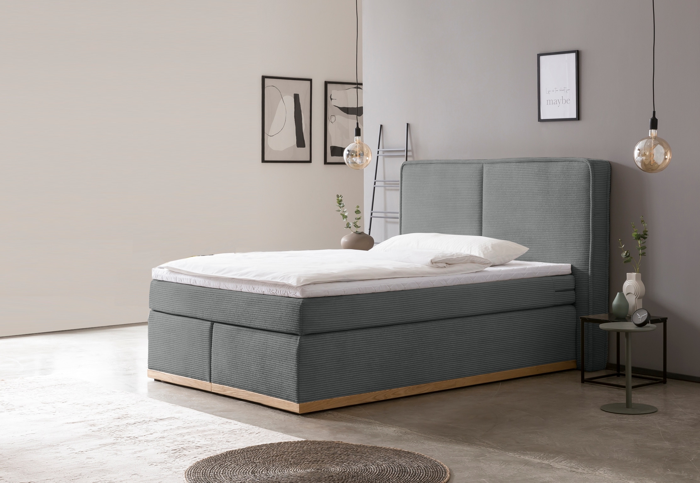 Home affaire Boxspringbett "SHERWOOD Cord Hotelbett, Polsterbett Premiumbet günstig online kaufen