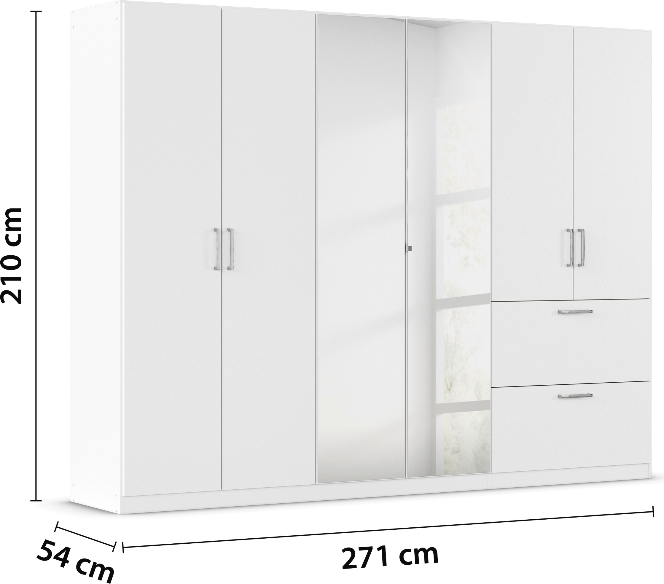 rauch Drehtürenschrank »Kleiderschrank Schrank Garderobe Schlafzimmerschrank PADUA«, voll aufgelegte Spiegeltüren, zwei große Schubladen MADE IN GERMANY