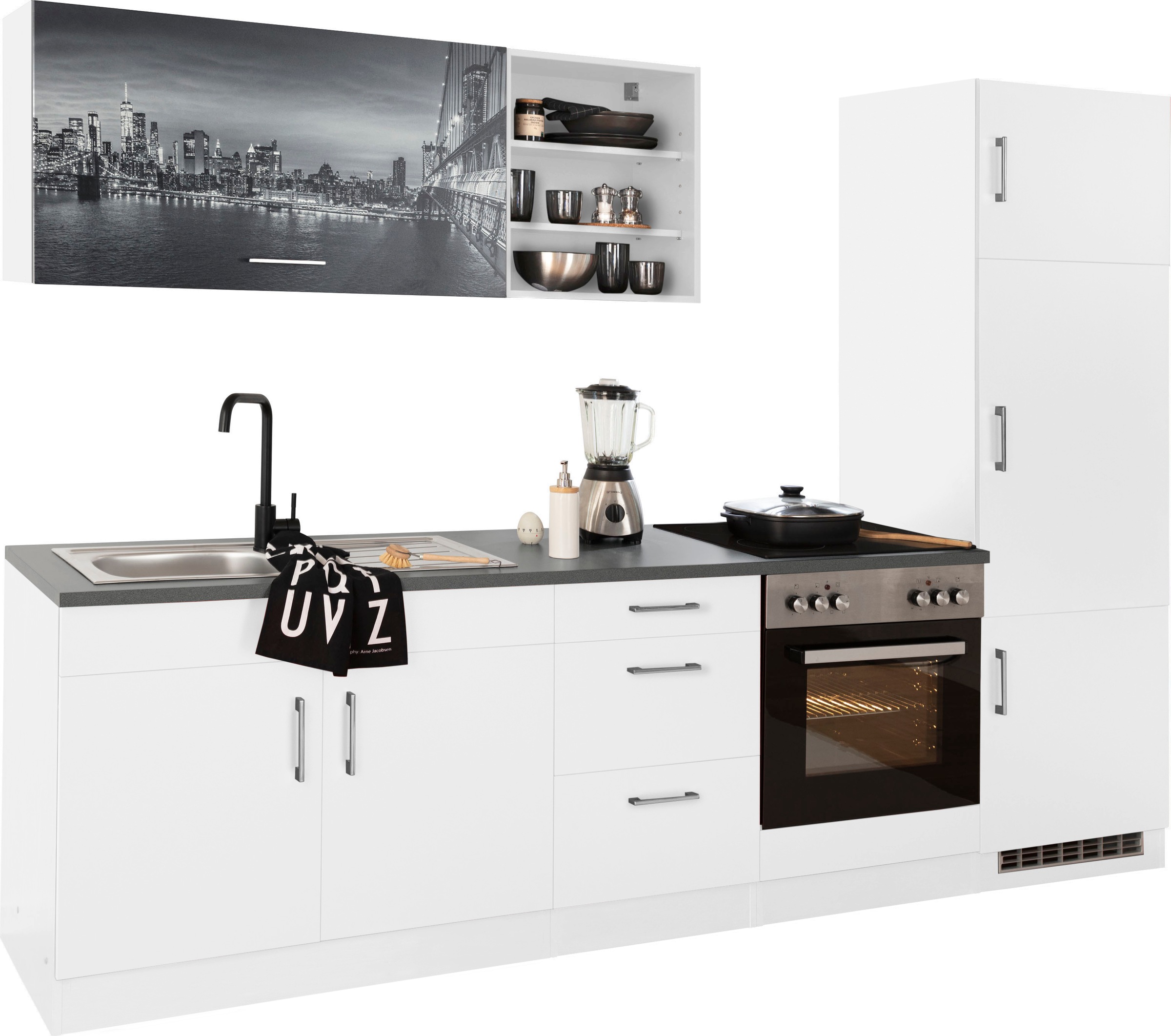 Thumbnail - KOCHSTATION Küchenzeile "KS-Paris – Küchen mit einzigartigen Fotomotiven auf den Fronten" Breite 270 cm, wahlweise mit E...