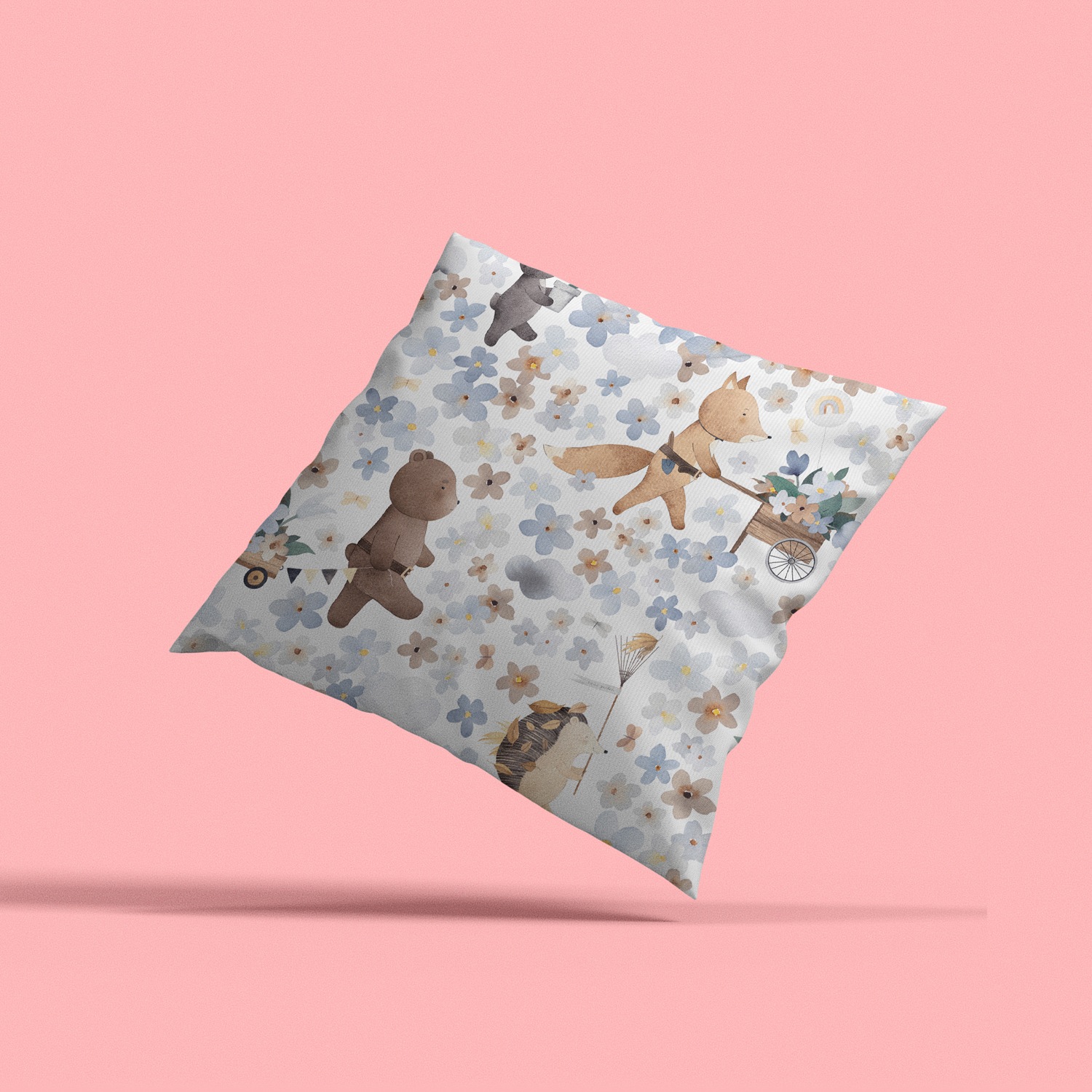 queence Dekokissen »Wildtiere und Blumenwiese«, Kissenhülle mit HD Premium Druck, geruchsneutral, 40x40cm