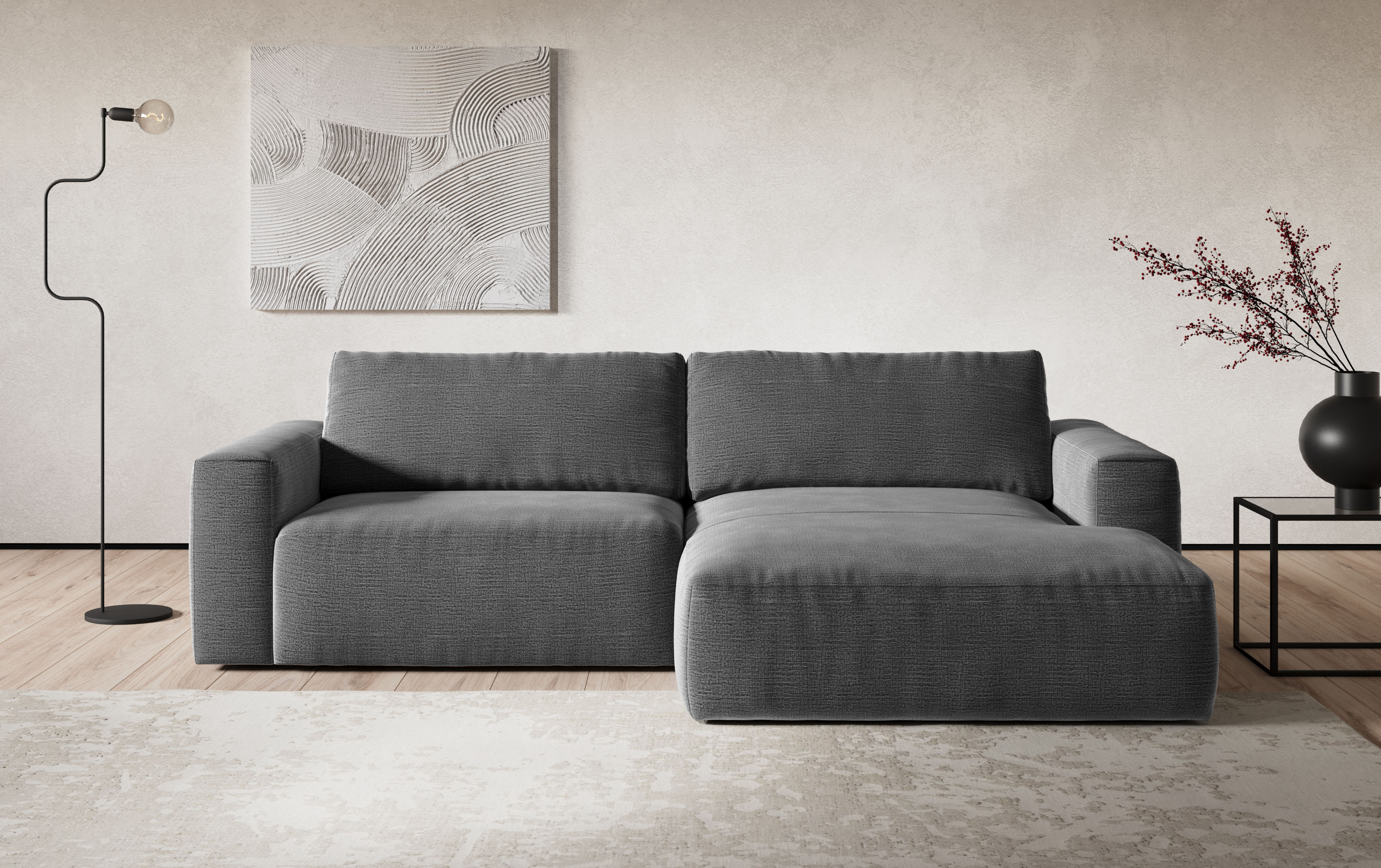 COTTA Ecksofa "Lasso L-Form, B: 288 cm, XL Sofa, Top Modern" XL Recamiere B:114 cm, bequeme Wellenunterfederung, viele Stoffe