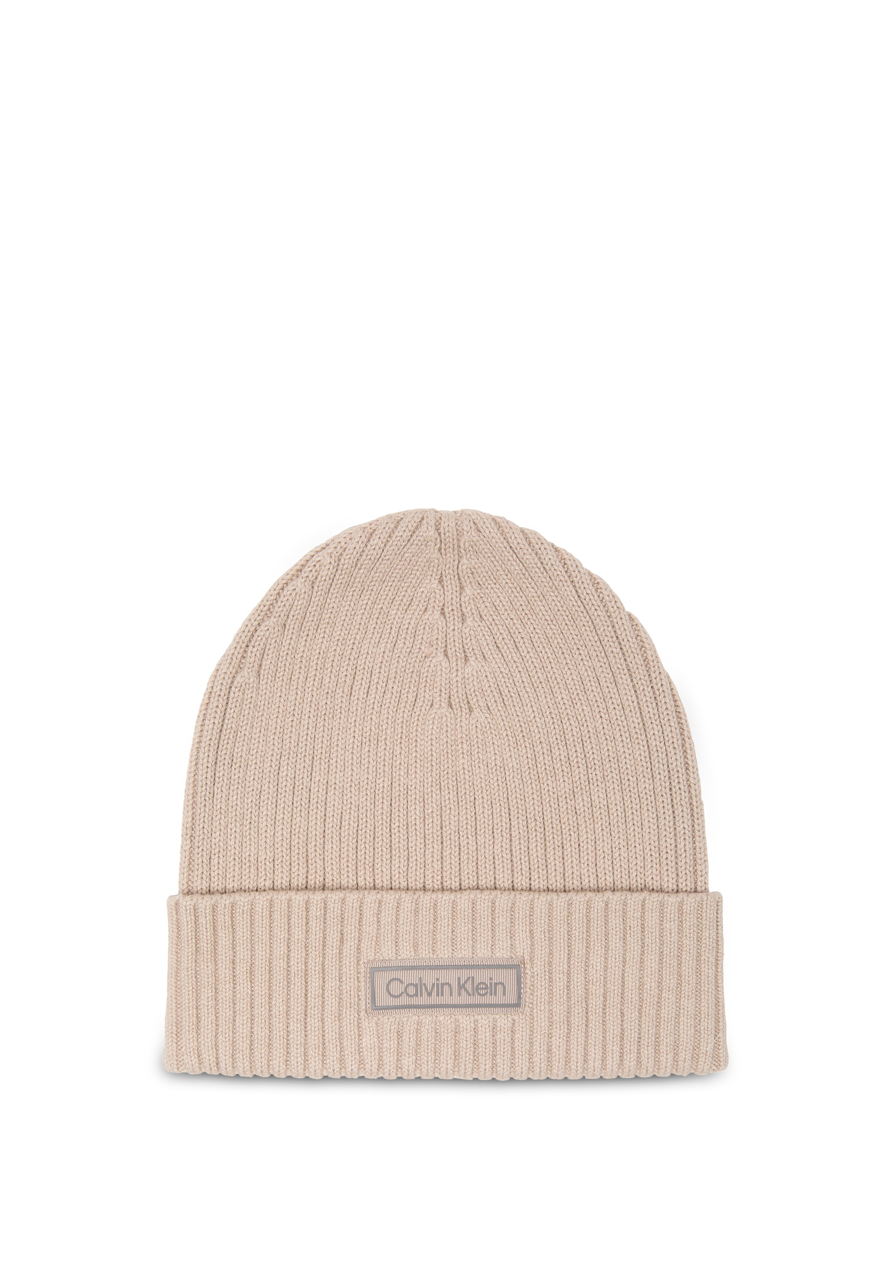 Calvin Klein Strickmütze "PATCH CHUNKY RIB COTTON BEANIE", Perfekt für den günstig online kaufen