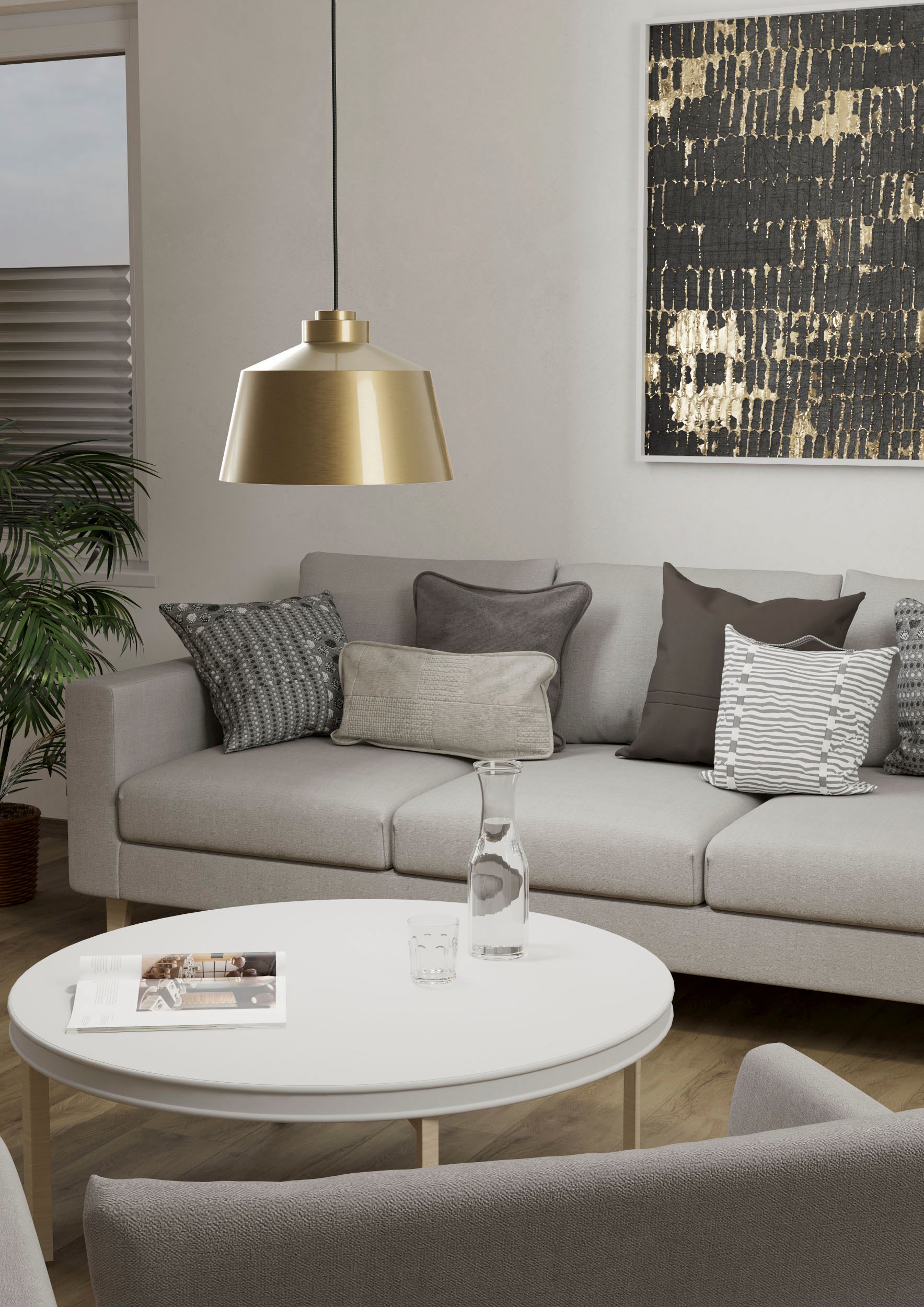 EGLO Hängeleuchte »SOUTHERY«, Leuchtmittel E27 | Leuchtmittel wechselbar-ohne Leuchtmittel, Hängeleuchte in gold und weiß aus Stahl - exkl. E27 - 40W