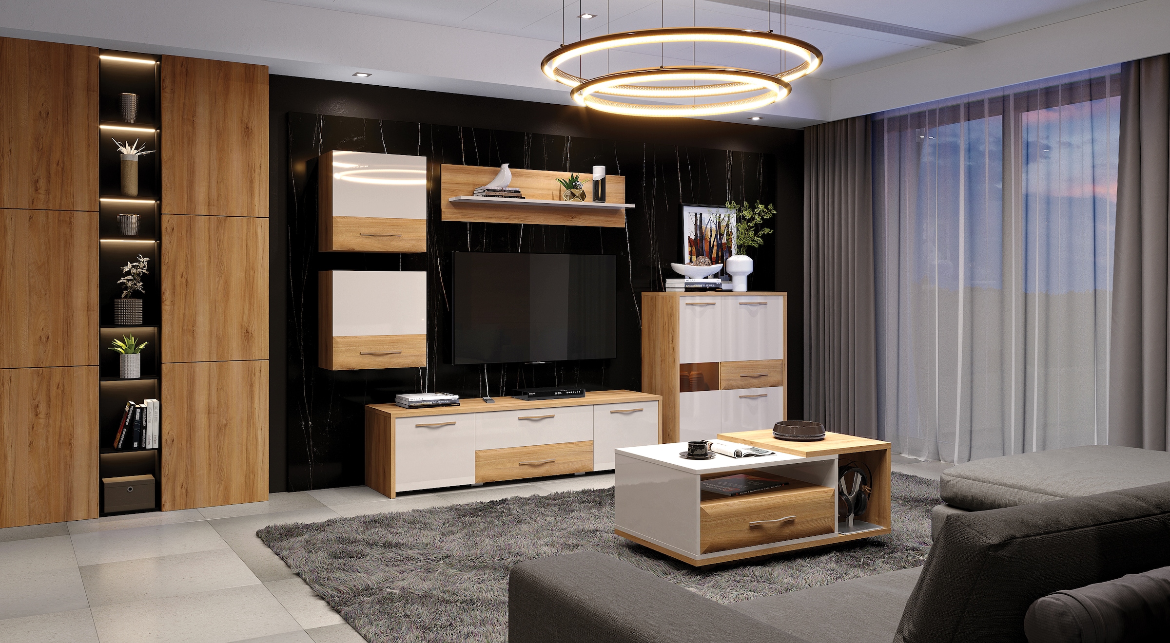 Home affaire Highboard »Gala«, Kommode, Höhe 115 cm, UV lackiert, kratzfest, hochglänzend