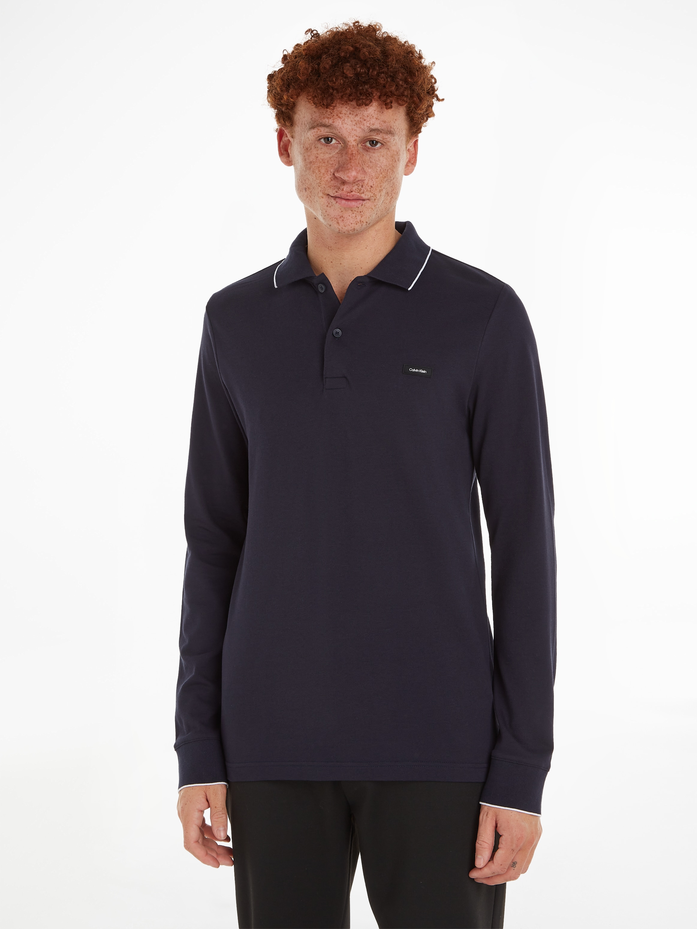 Calvin Klein Poloshirt "STRETCH PIQUE TIPPING LS POLO" günstig online kaufen