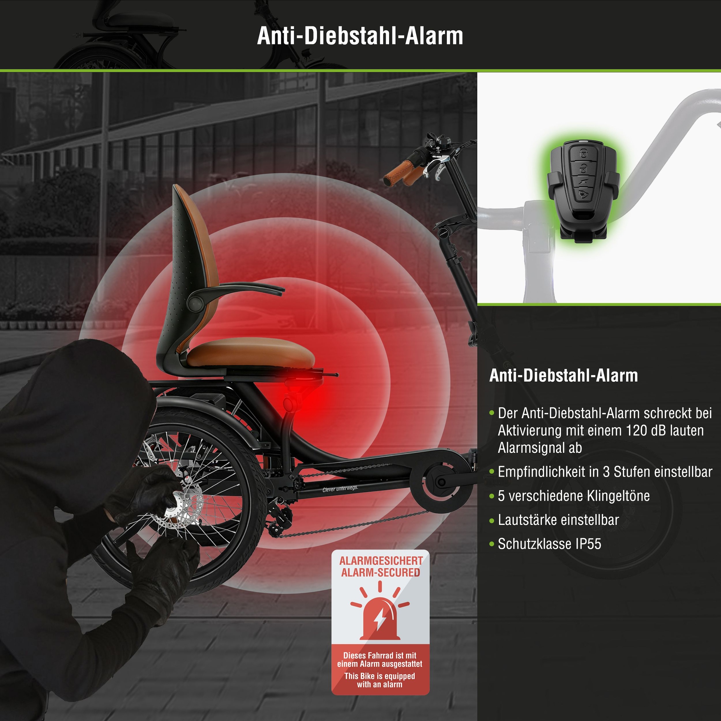 SachsenRad »T6 Comfort faltbar mit Alarmanlage« 7 Gang Shimano Kettenschaltung Heckmotor 250 W