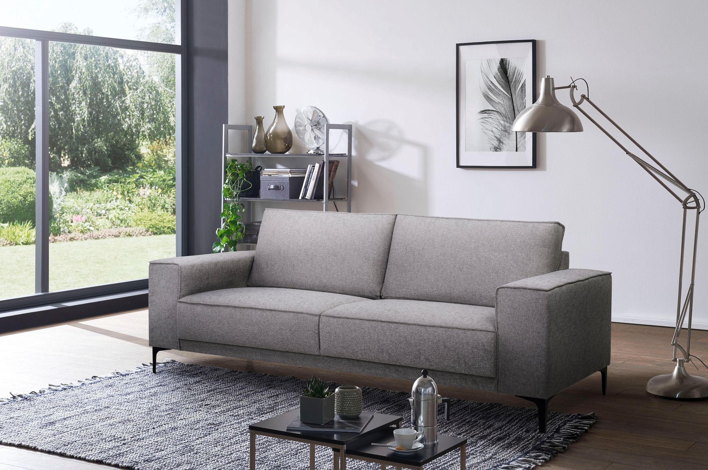 Places of Style 3-Sitzer »Oland«, 224 cm, Wellenunterfederung, Skandi-Design, Metallfüße