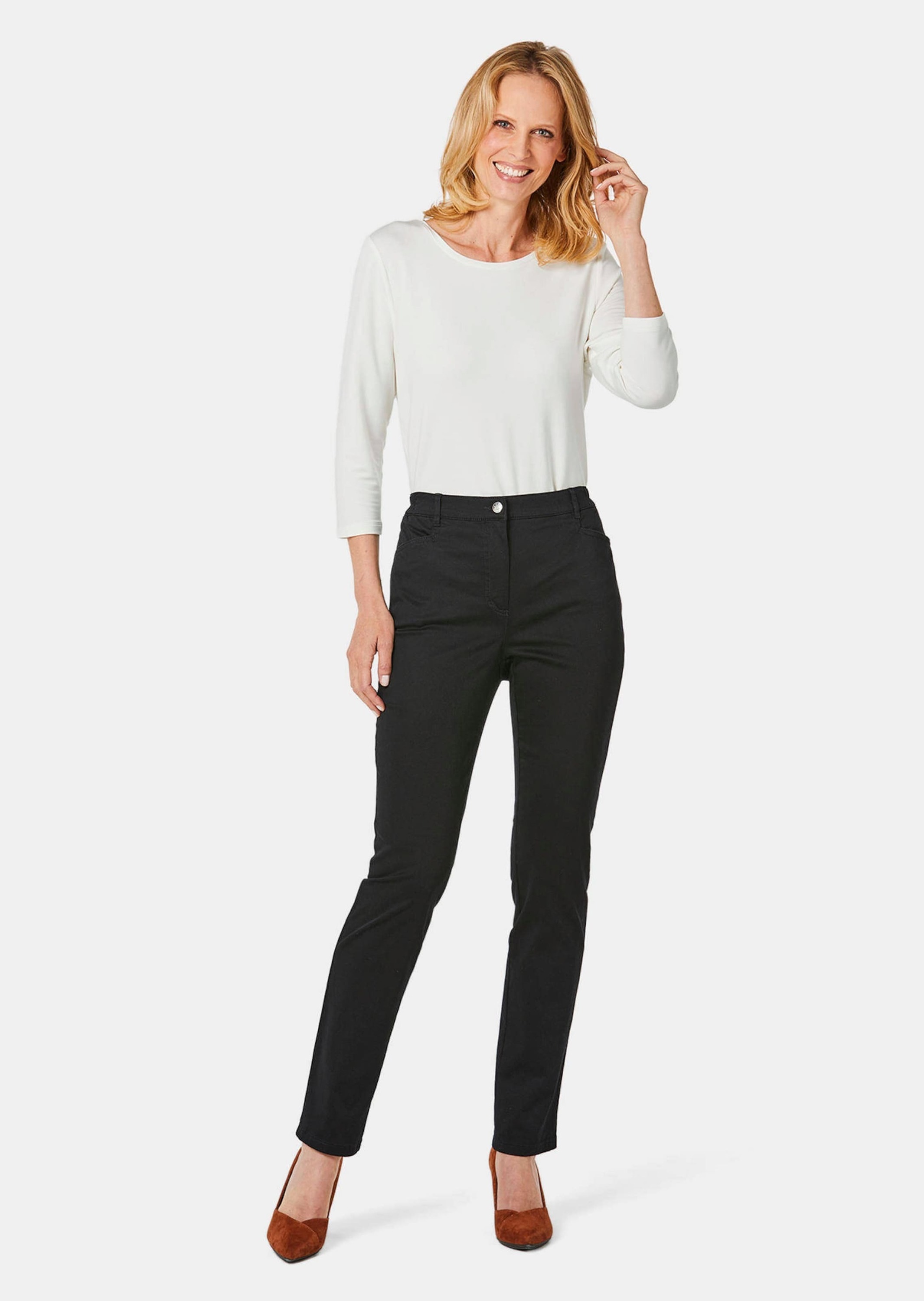 GOLDNER Stoffhose "Baumwollhose mit Dehnbund" Ohne