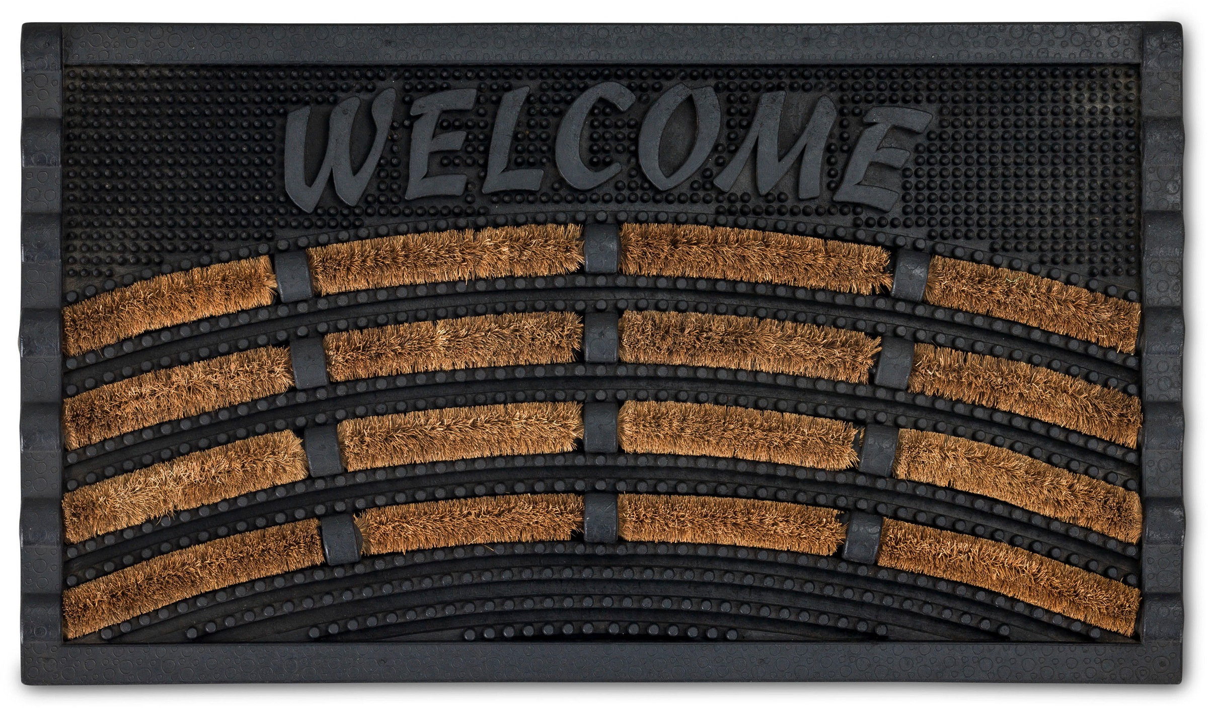 Fußmatte ASTRA, B:40cm H:30mm L:60cm, schwarz, Gummi, Kokos, Flur, Teppiche, "Rimini", Schmutzfangmatte, In- und Outdoor geeignet, 40x60 cm