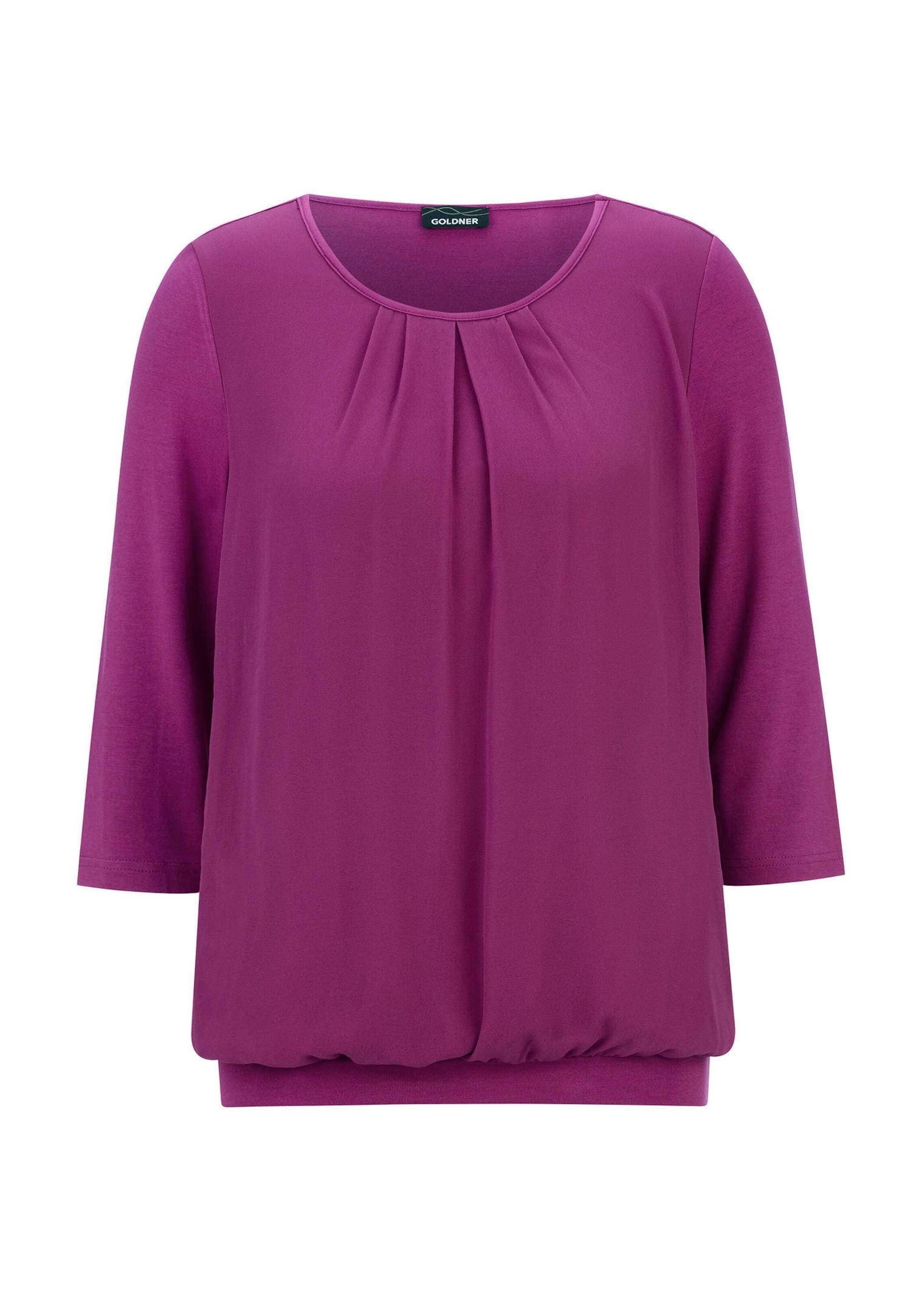 GOLDNER Kurzarmbluse "Kurzgröße Chiffon-Shirt mit 3/4-Arm, Rundhals" keine/nicht relevant