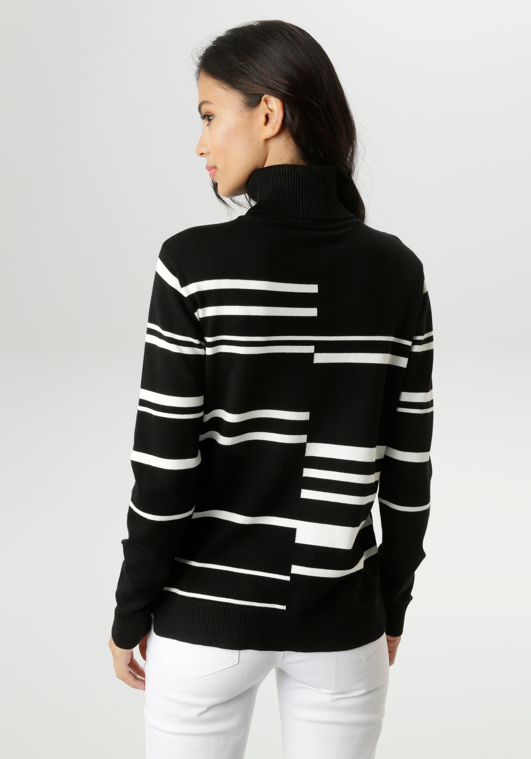 Aniston SELECTED Strickpullover im geometrisch unterbrochenen Streifen-Dess günstig online kaufen