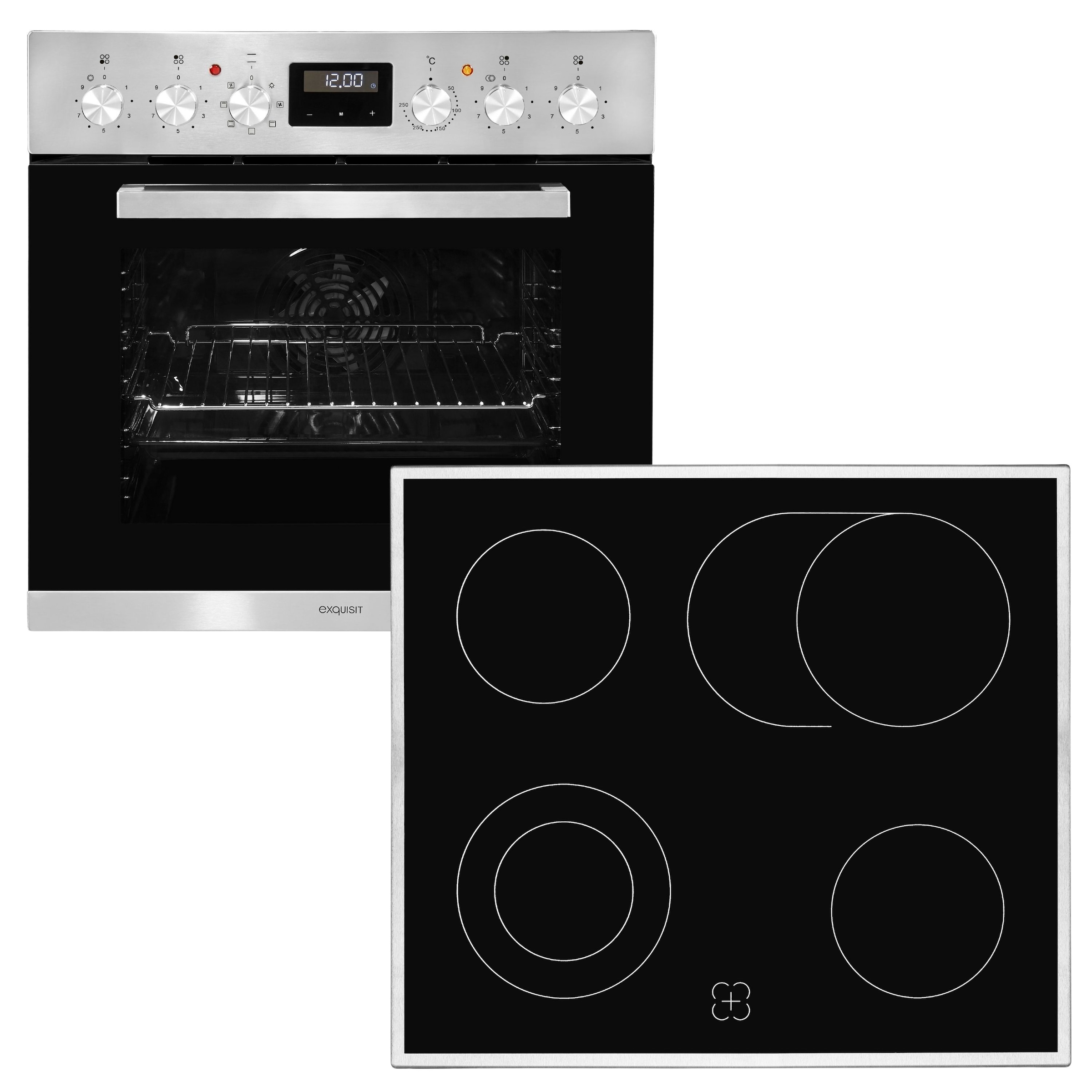 EXQUISIT Elektro-Herd-Set "EHE 157-2 URBZ-Set", silber, Herdsets