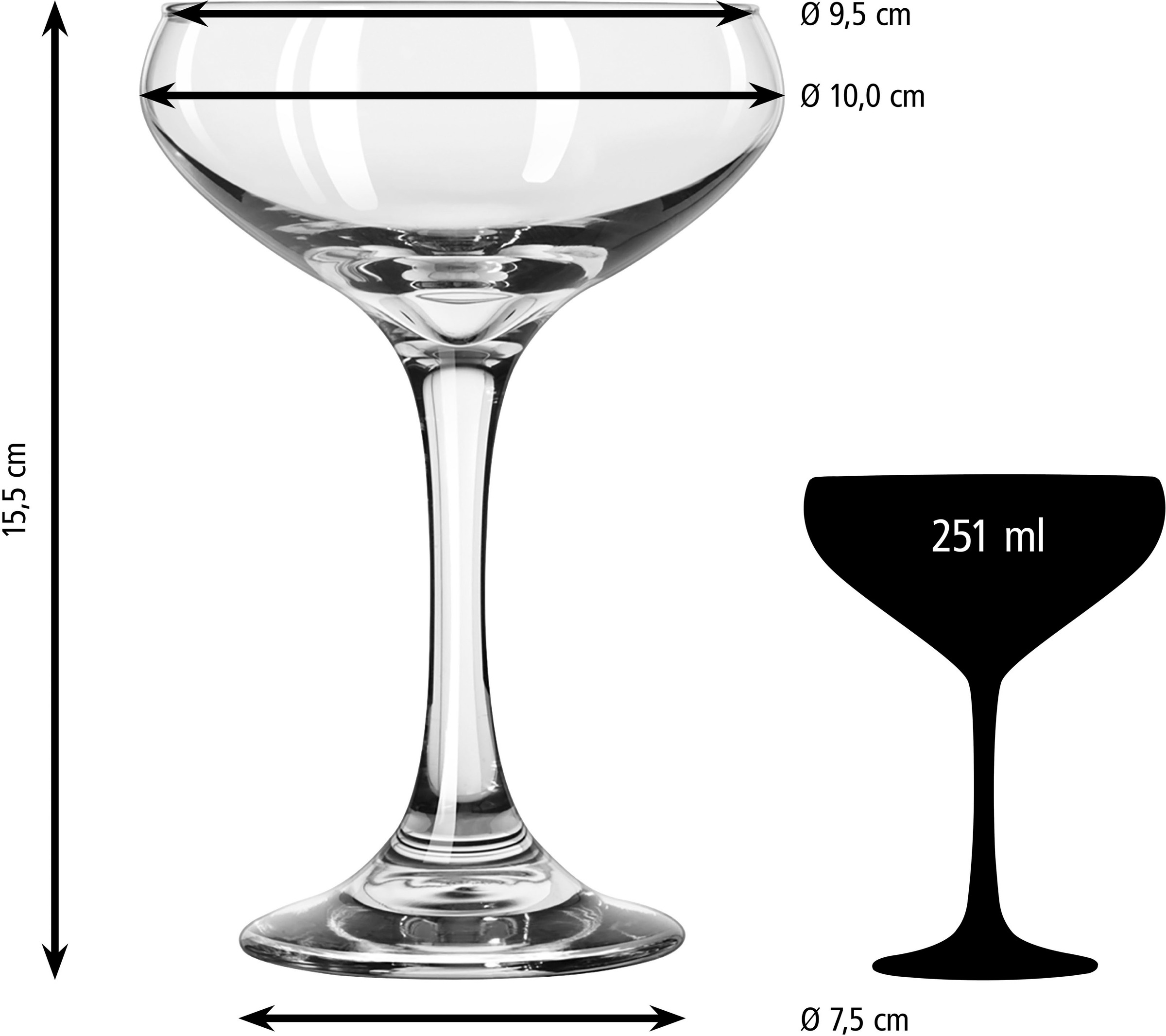 LIBBEY Champagnerglas »Libbey Trinkglas, 12er Set -PERCEPTION-«, (Set, 12 tlg.), 251 ml, hochwertig verarbeitet, im modernen Design