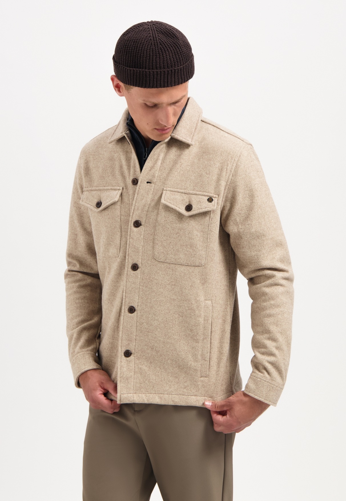 NO EXCESS Langarmhemd "No Excess Meliertes Overshirt" günstig online kaufen