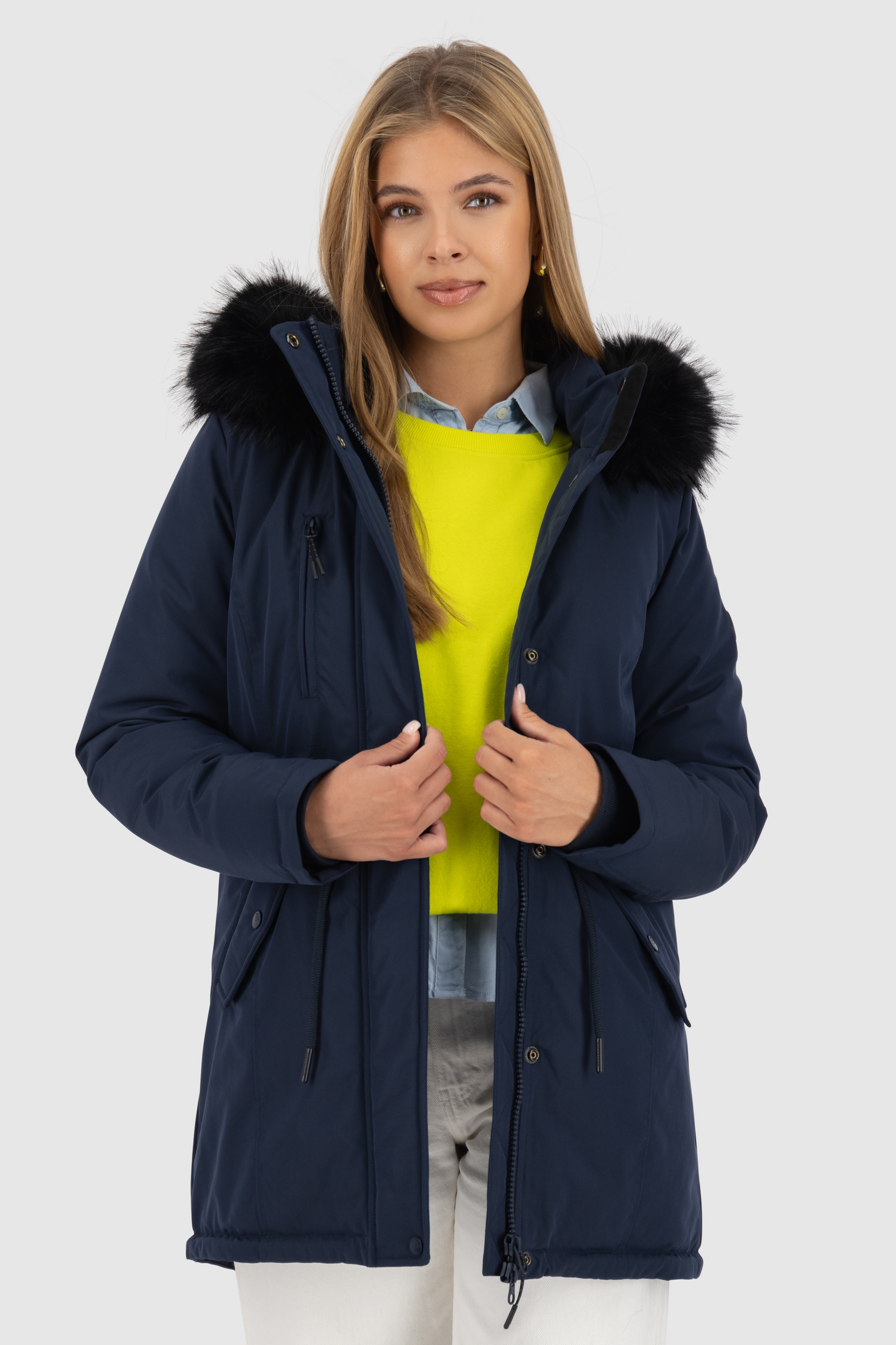 Alife & Kickin Winterjacke »Damen KierseyAK A«, Kurzer Mantel mit weichem Teddy-Innenfutter und abnehmbarer Kapuze