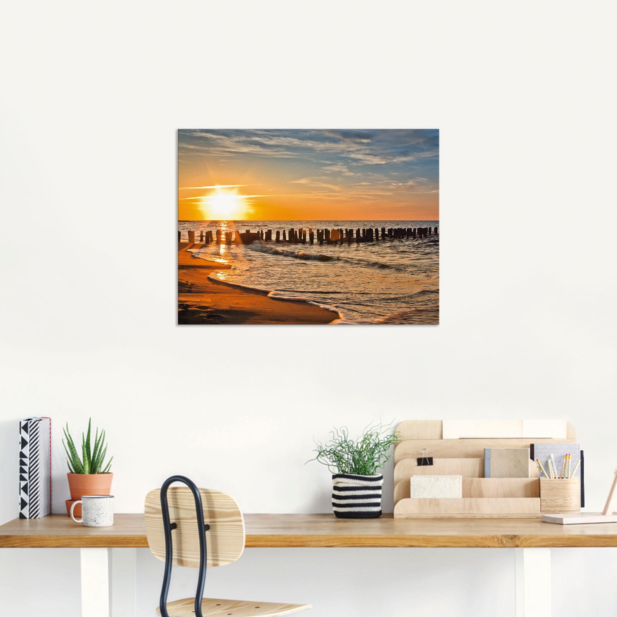 Artland Wandbild »Schöner Sonnenuntergang am Strand«, Strand, (1 St.), als Alubild, Outdoorbild, Leinwandbild, Poster in verschied. Größen