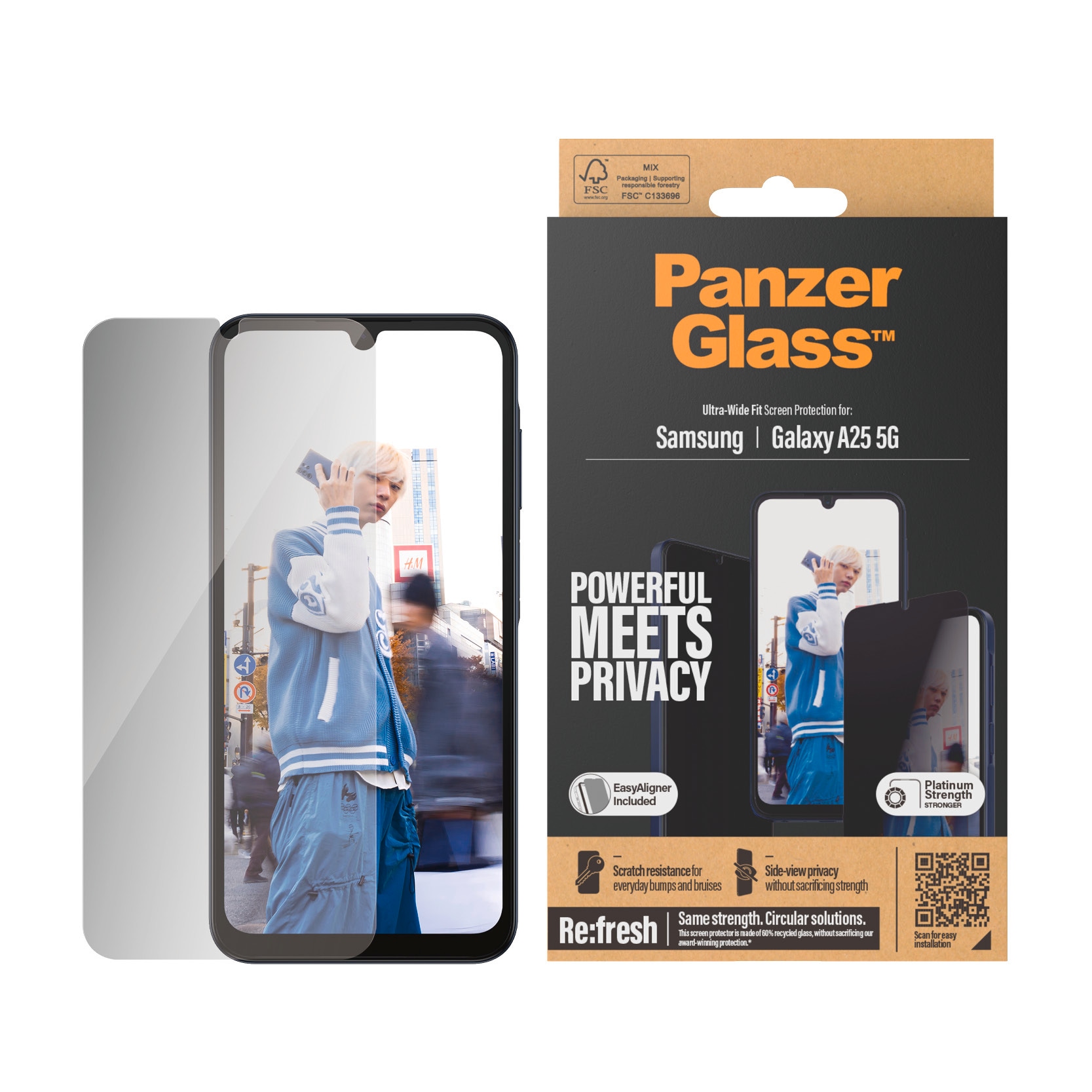 PanzerGlass Displayschutzglas »Ultra Wide Fit Privacy Screen Protector«, für Samsung Galaxy A25 5G, Blickschutz Displayschutzfolie Displayschutz Kratz-& Stoßfest