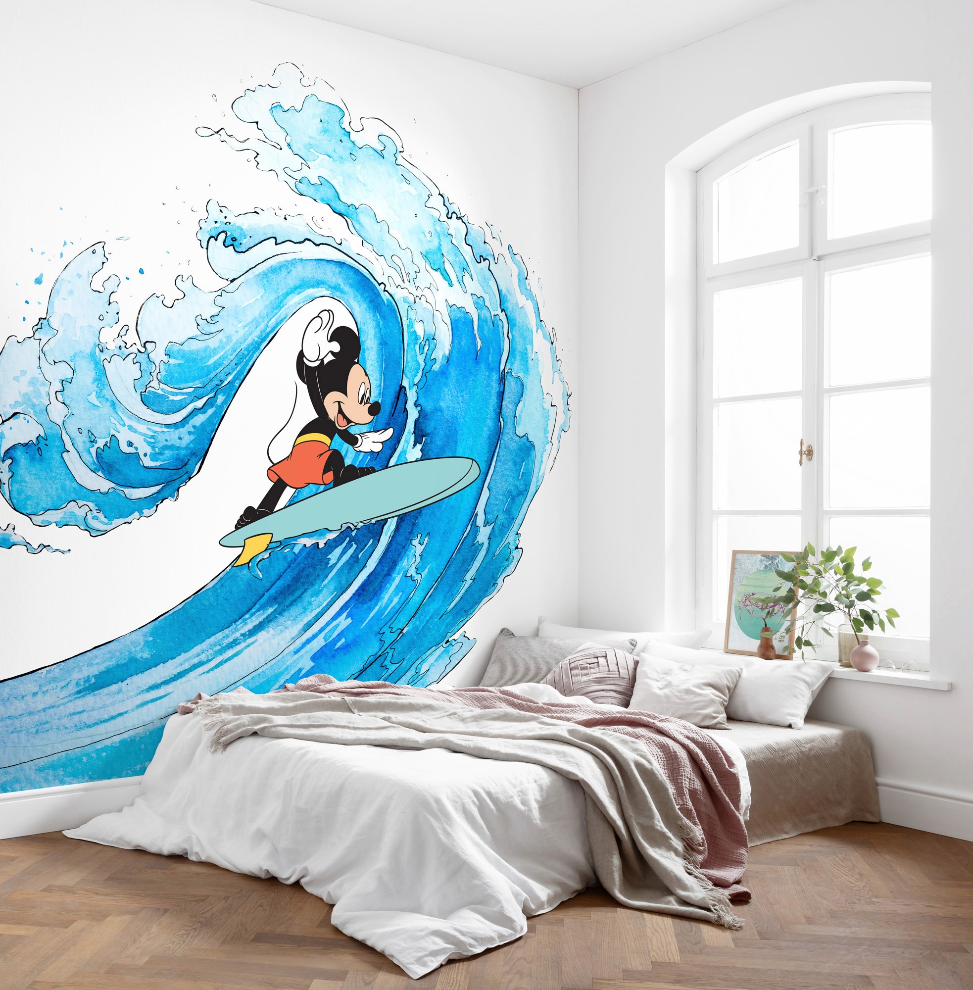 Komar Vliestapete »Digitaldruck Vlies - Mickey Surfing - Größe 300 x 280 cm«, bedruckt, Kinderzimmer