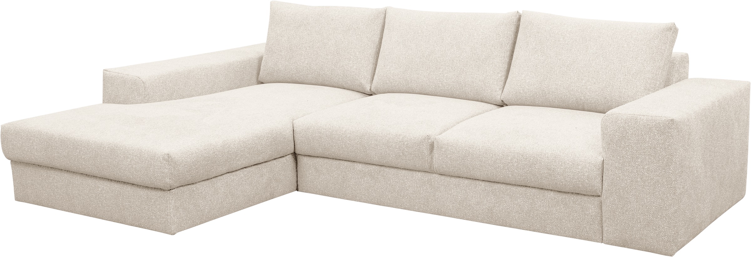 WERK2 Ecksofa »Rozzana Design Ecksofa mit hohem Komfort, zeitlos & elegant, L-Form,«, in kuschelweichen Trendstoffen Cord, Breitcord und Plüsch