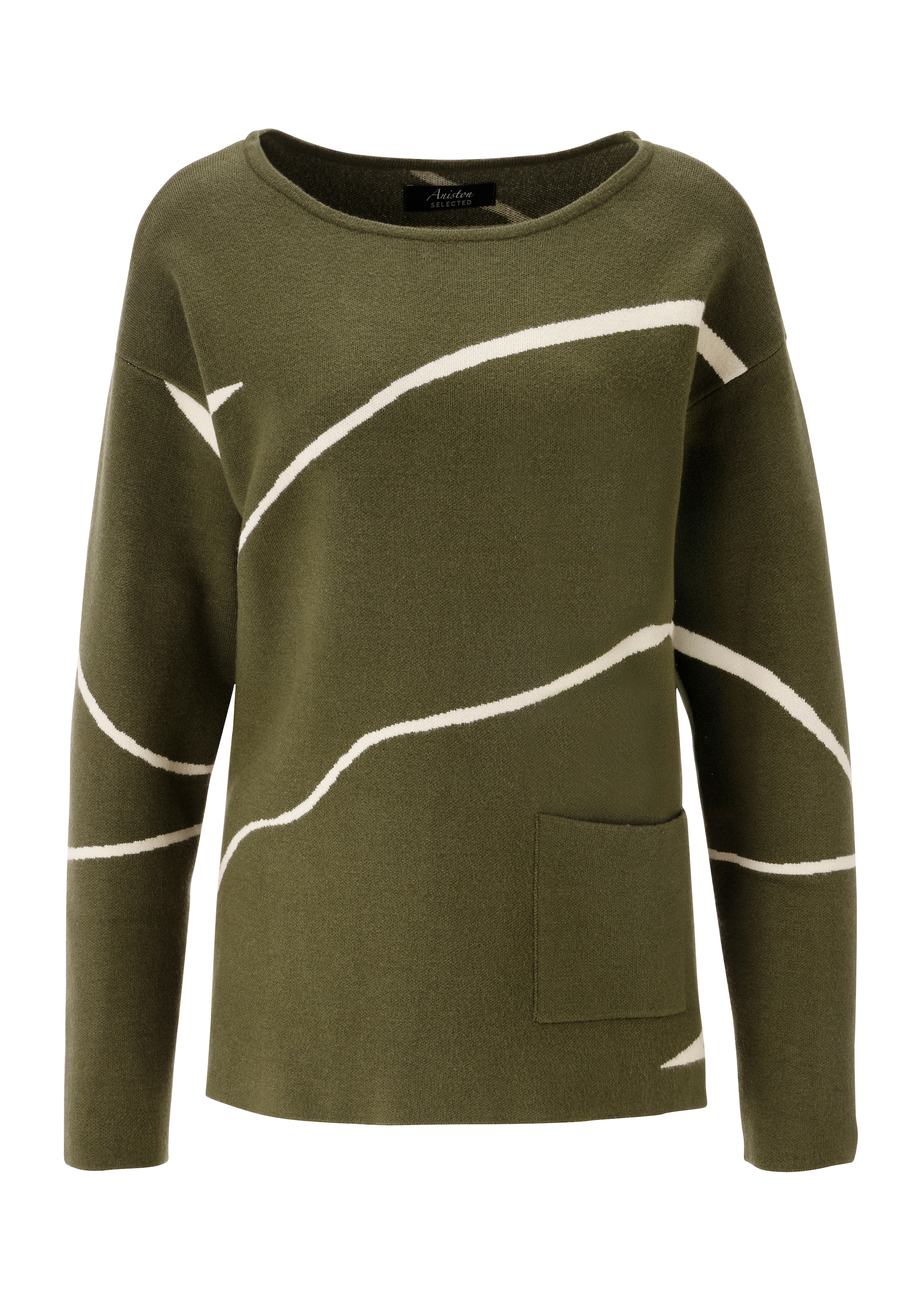 Aniston SELECTED Strickpullover, Highlight - mit aufgesetzte Stricktasche vorne - NEUE KOLLEKTION