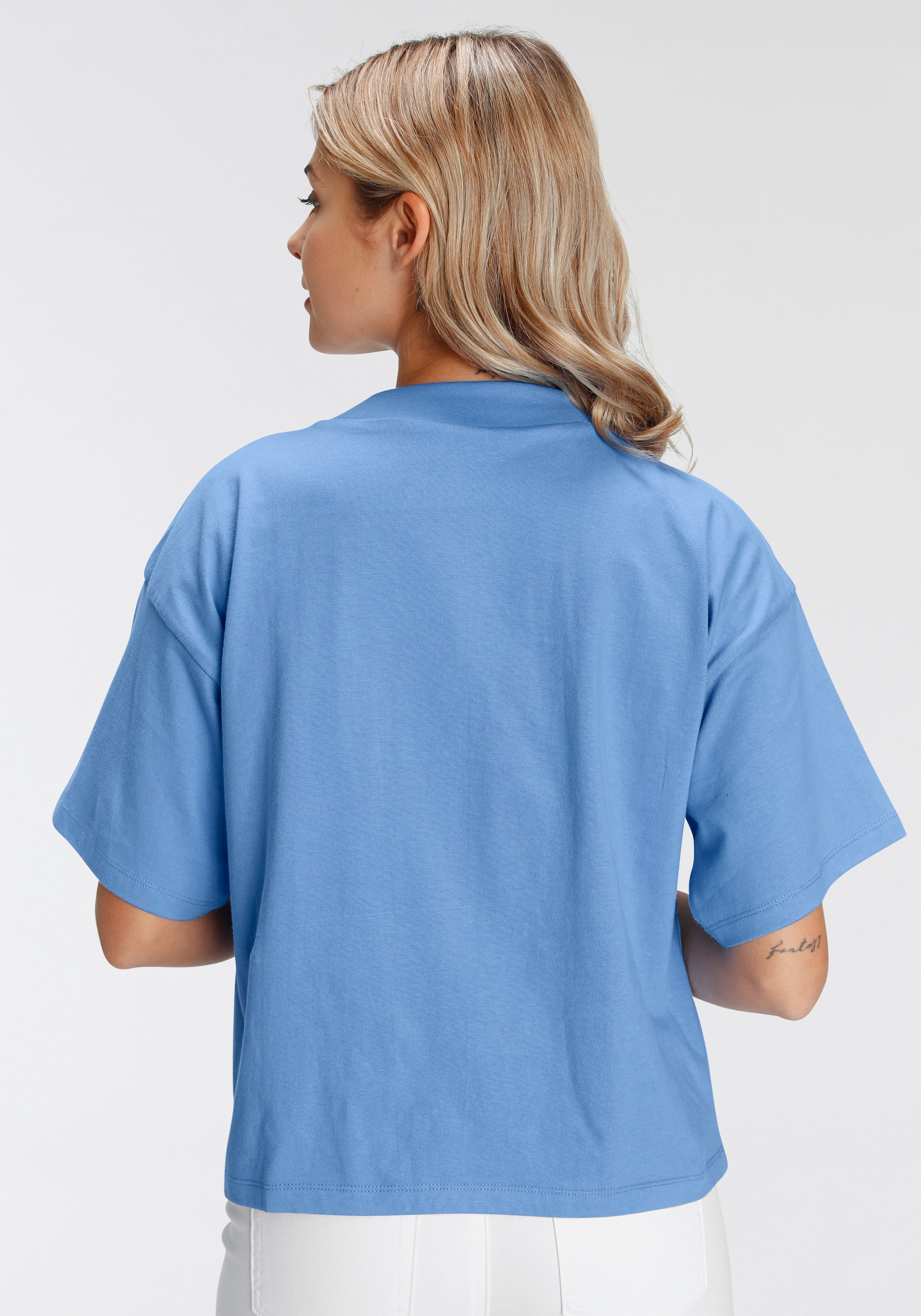 AJC Oversize-Shirt, mit modisch | BAUR Rippen-Rundhalsausschnitt breitem für kaufen