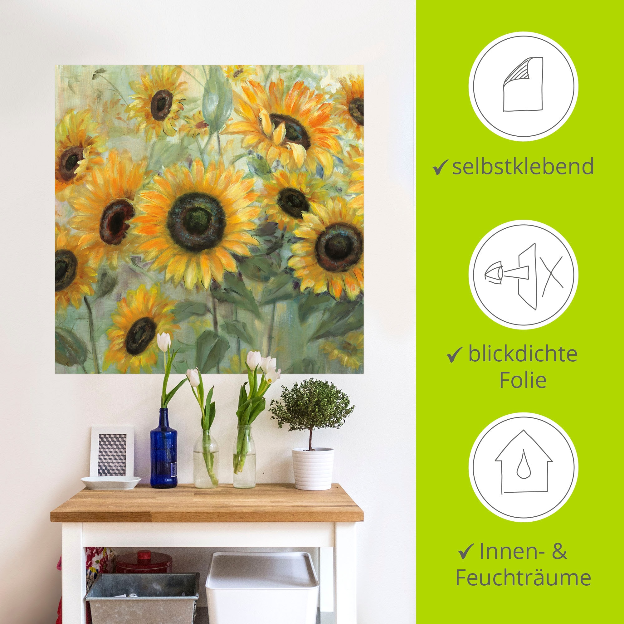 Artland Wandbild »Sonnenblumenwiese«, Blumen, (1 St.), als Leinwandbild, Wandaufkleber in verschied. Größen