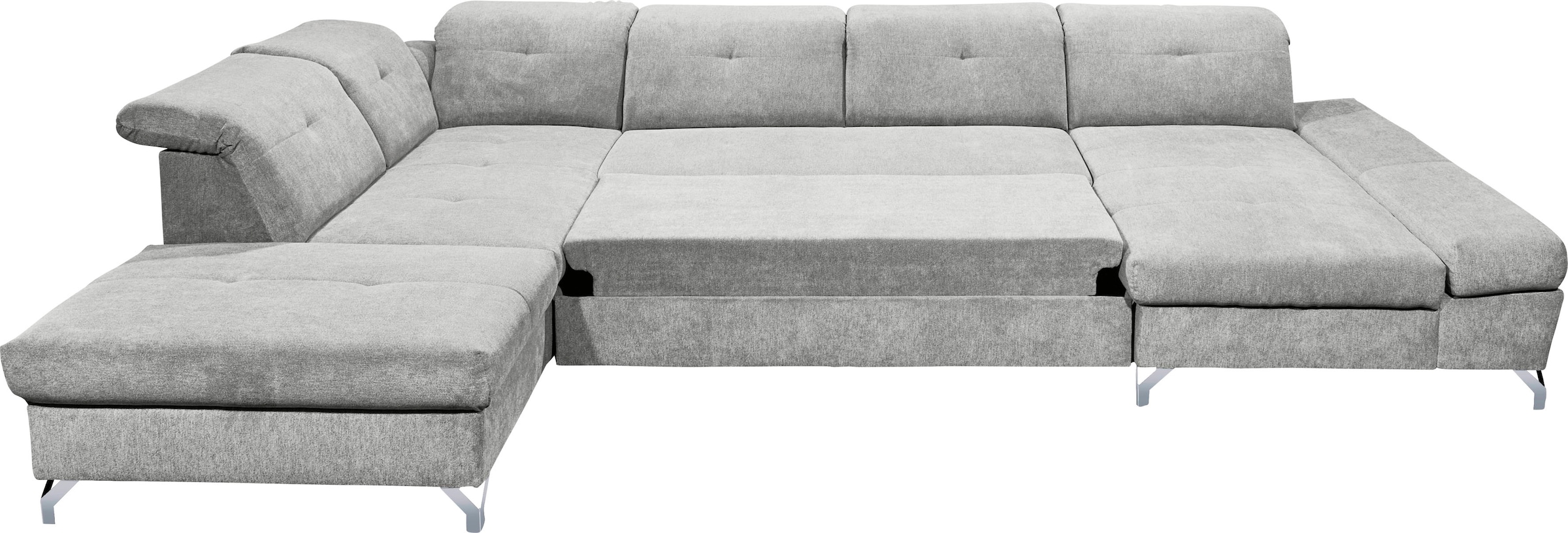 ED EXCITING DESIGN Wohnlandschaft »Melfi U-Form mit Bettfunktion, Bettkasten«, Arm- & Kopfteilverstellung & 3 Nierenkissen