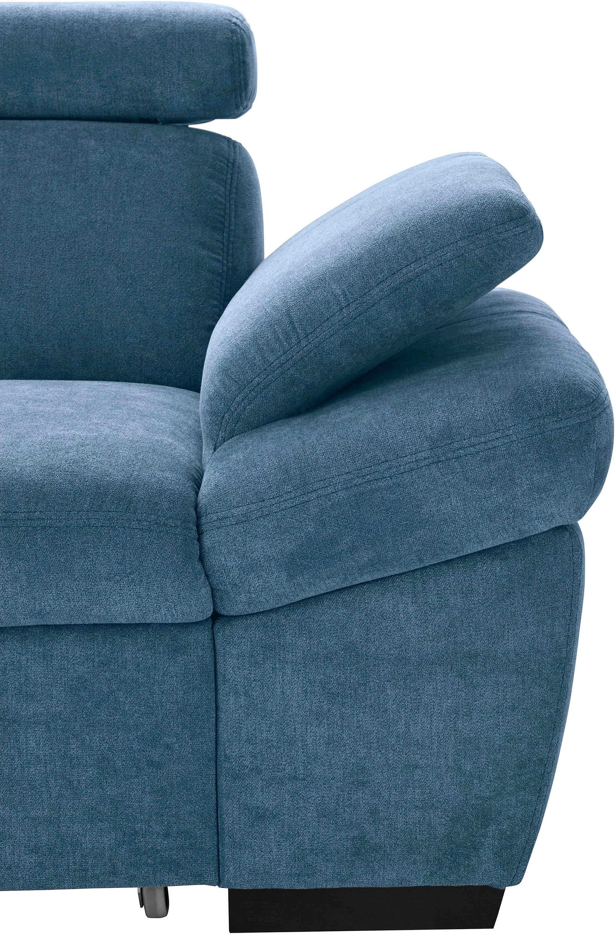 exxpo - sofa fashion Ecksofa »Salerno, inkl. Kopf- und Armteilverstellung, elegant & bequem, L-Form«, wahlweise mit Bettfunktion und Bettkasten, tolle Detailverarbeitung
