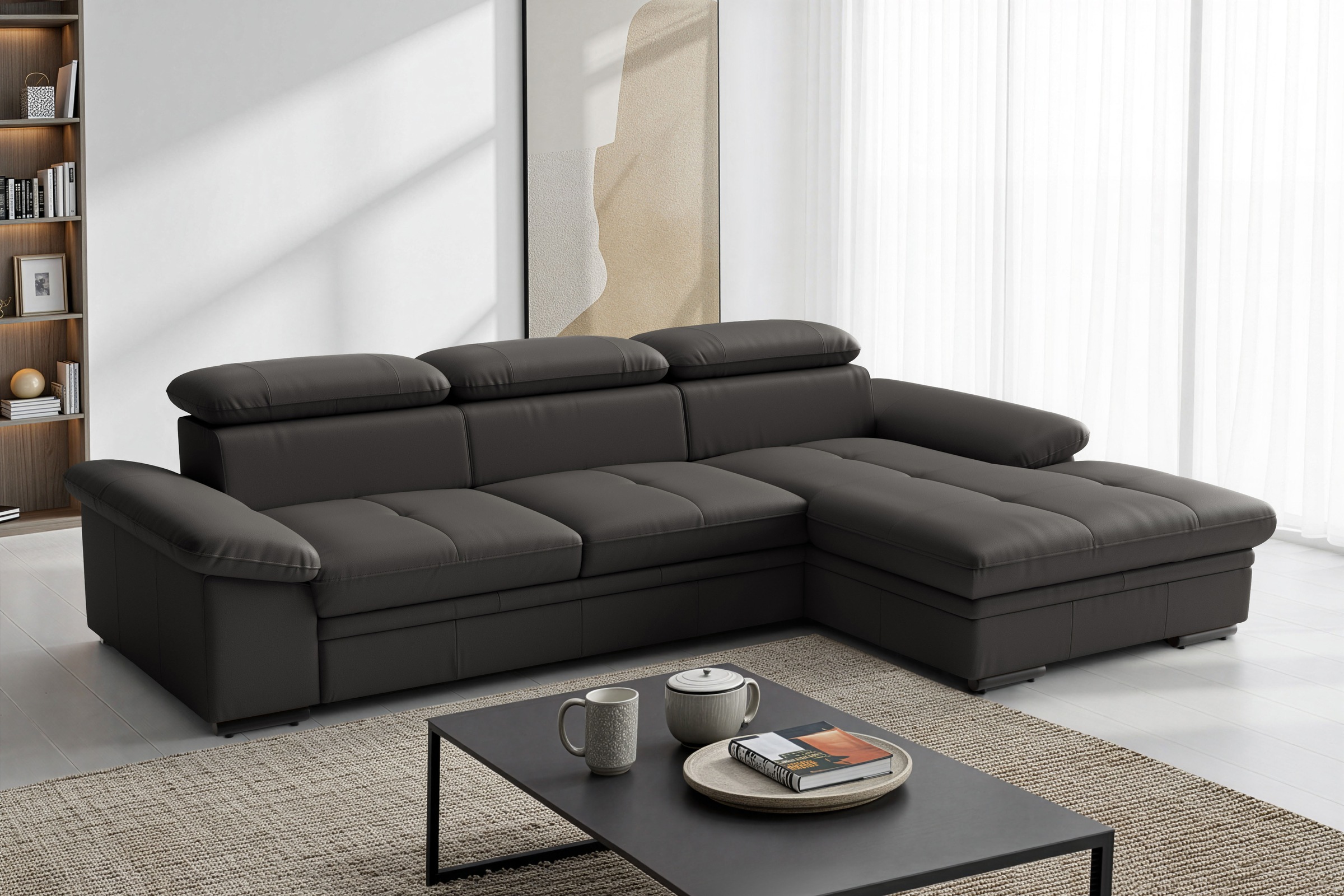sit&more Ecksofa "Viola, Leder, L-Form, B: 260 cm, mit Armteil- und Kopfteilvertsellung" optional mit Schlaffunktion