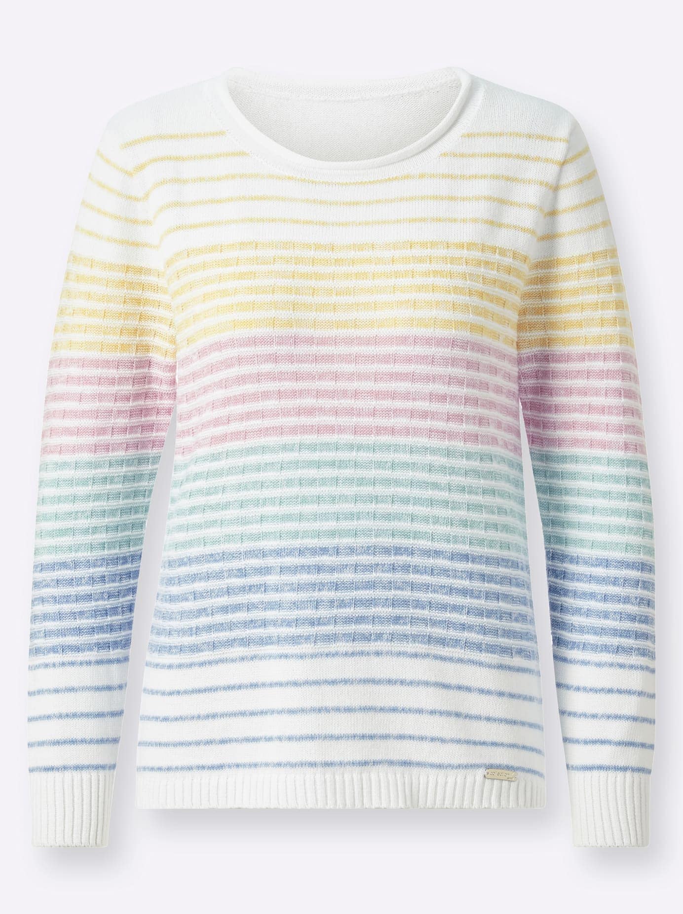 Streifenpullover CASUAL LOOKS "Pullover", Damen, Gr. 52, bunt (mint, rosé, gestreift), 75% Baumwolle, 25% Polyacryl, gemustert, gestreift, mehrfarbig, Pullover Streifenpullover 3