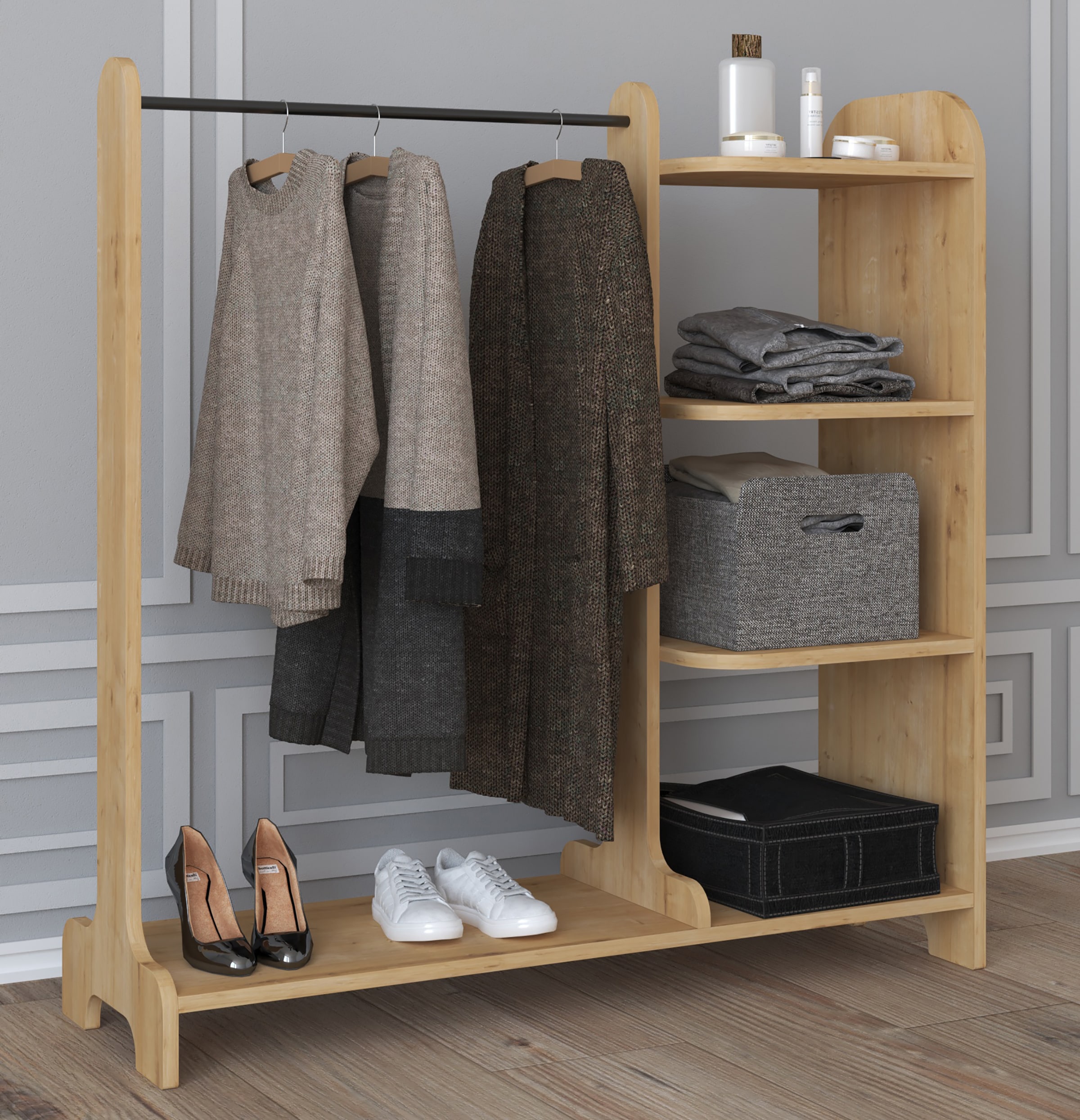 VCM Kleiderschrank »VCM Holz Kleiderschrank | offener Schrank |begehbarer | Kleiderregal | Maße ca. B. 106 x H. 110 x T. 35 cm - Lempu H. 110 cm«, (1 St.)