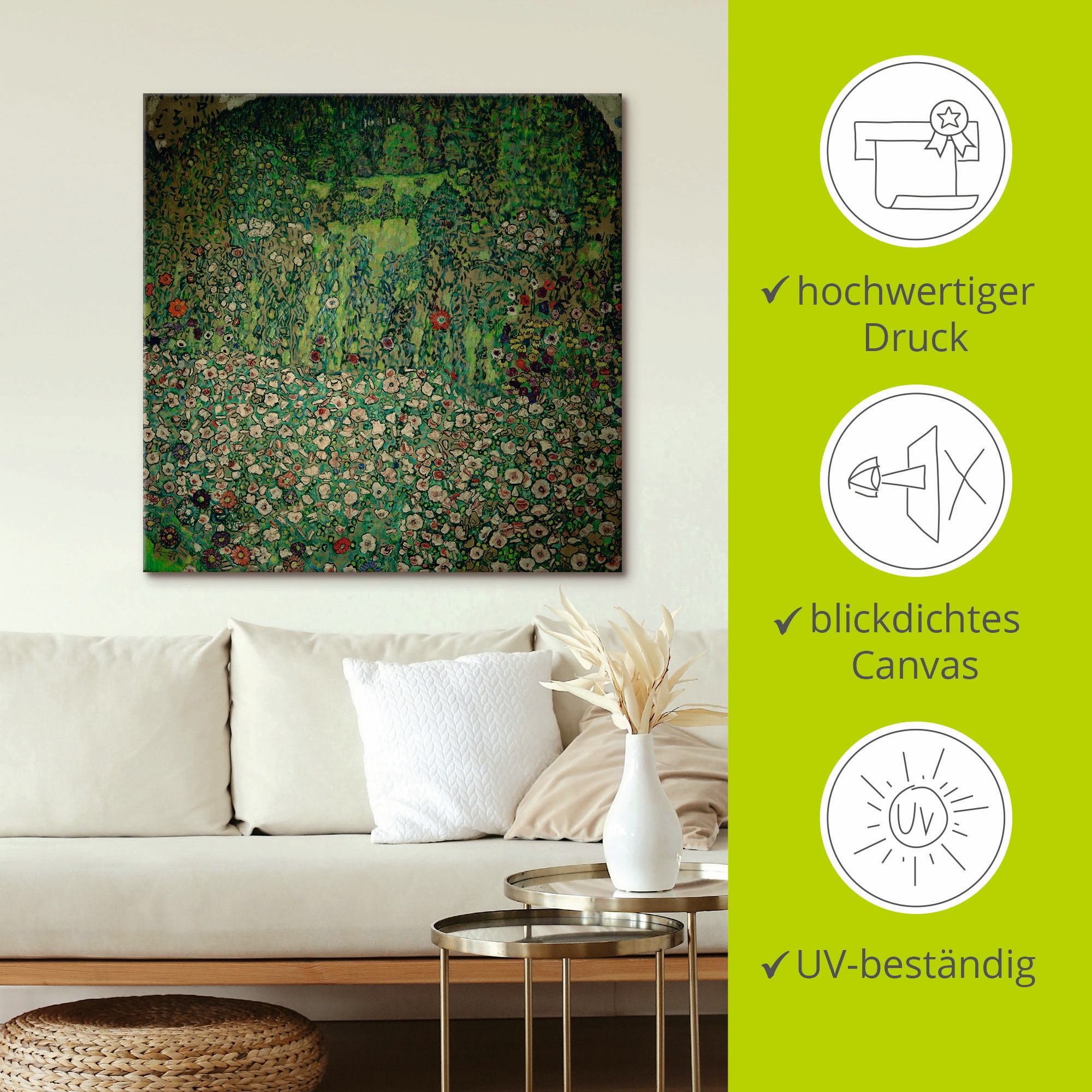 Artland Wandbild »Gartenlandschaft mit Bergkuppe (Gartenlandschaft)«, Garten, (1 St.), als Leinwandbild, Poster in verschied. Größen